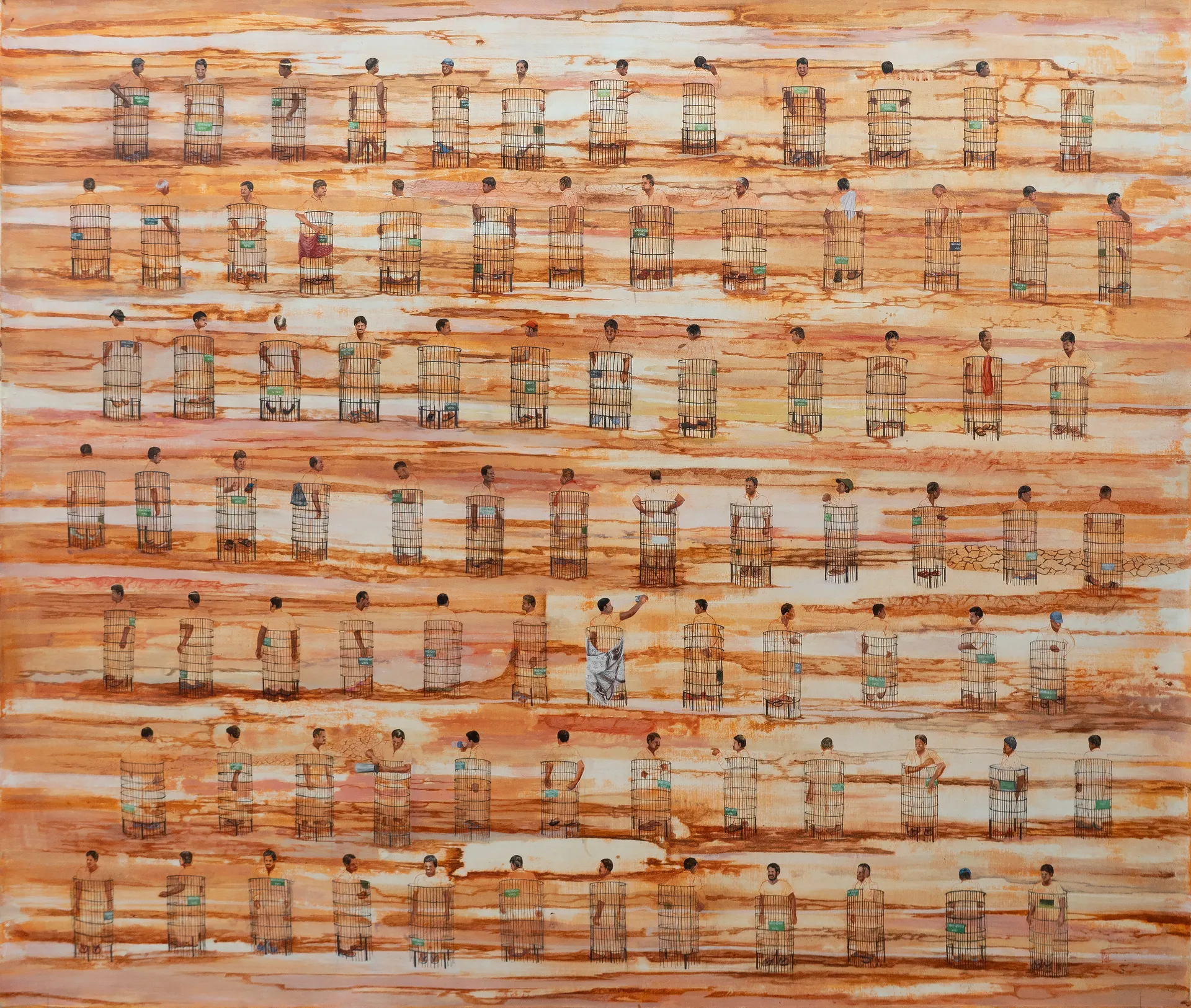 Encounter of the city by Raju Baraiya - Mixed media on canvas 