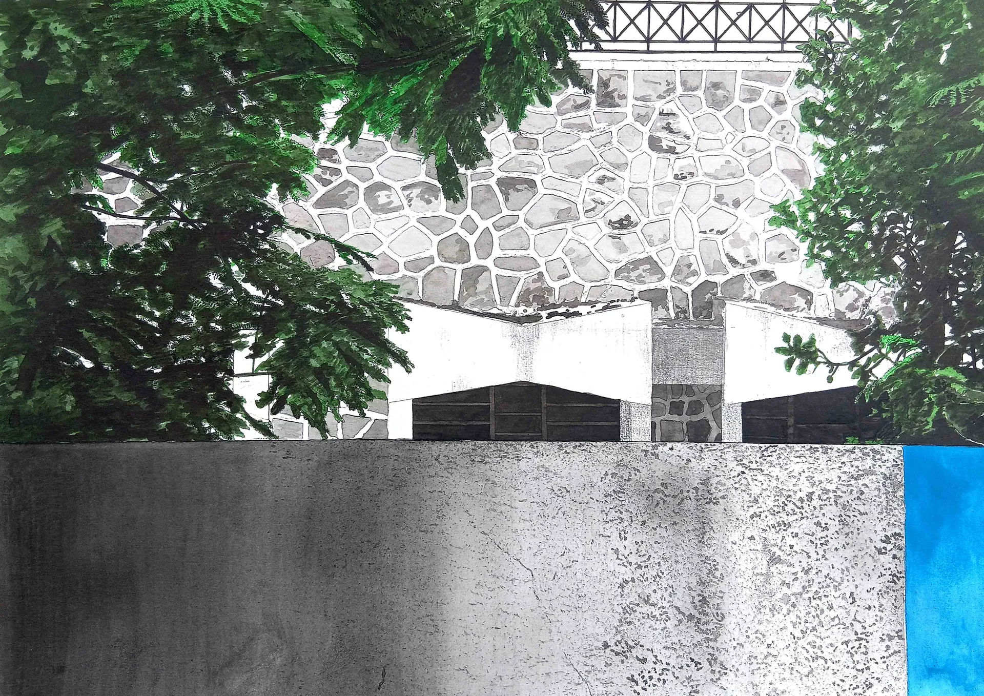 Territories of three: echoes in the landscape I, 2 by Kapil Jangid - Watercolor, photo ink, digital print and graphite on paper