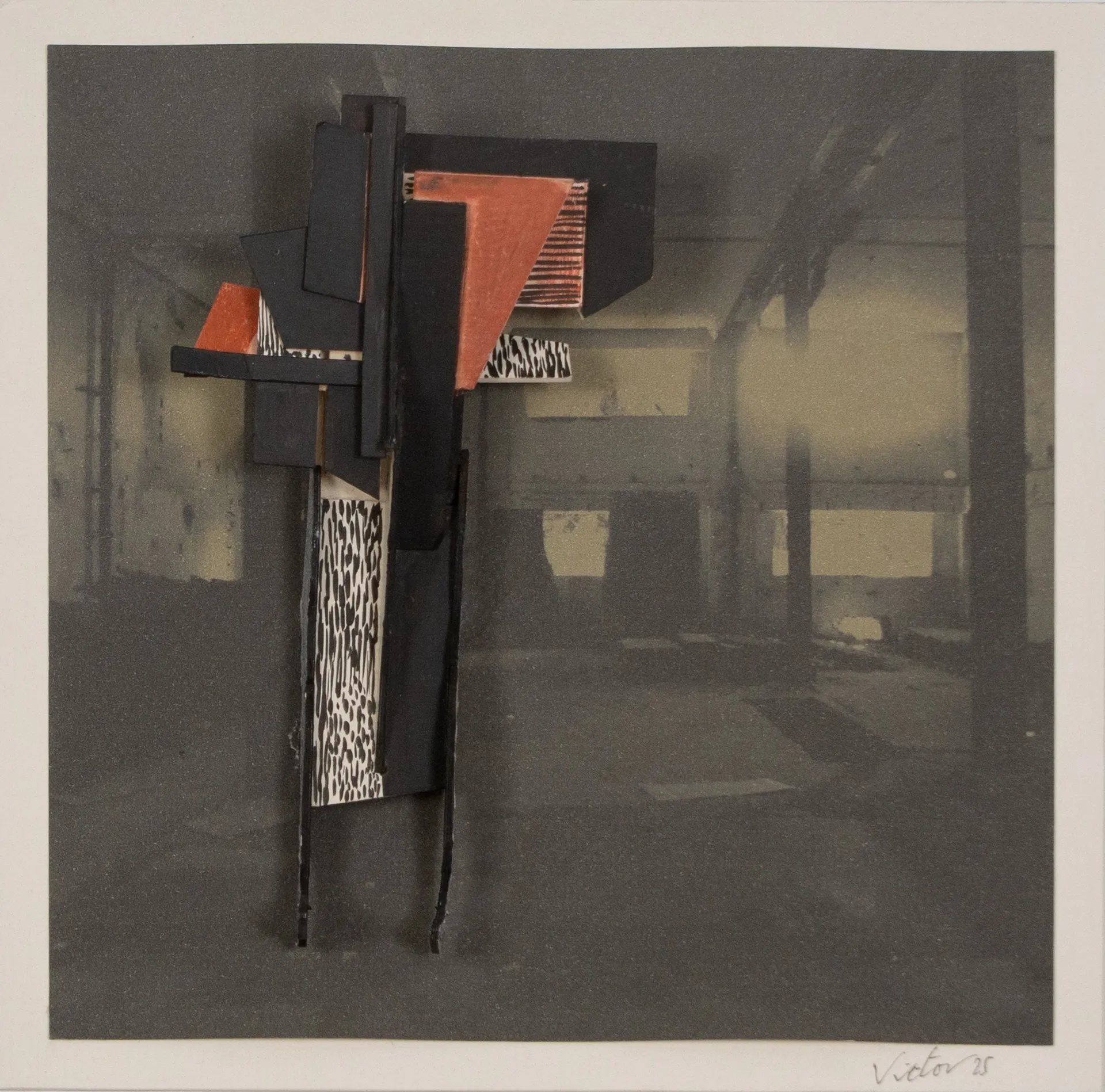 Paradoxically 9 by Victor Hazra - Ink & conte on cardboard forms and print on acid-free paper