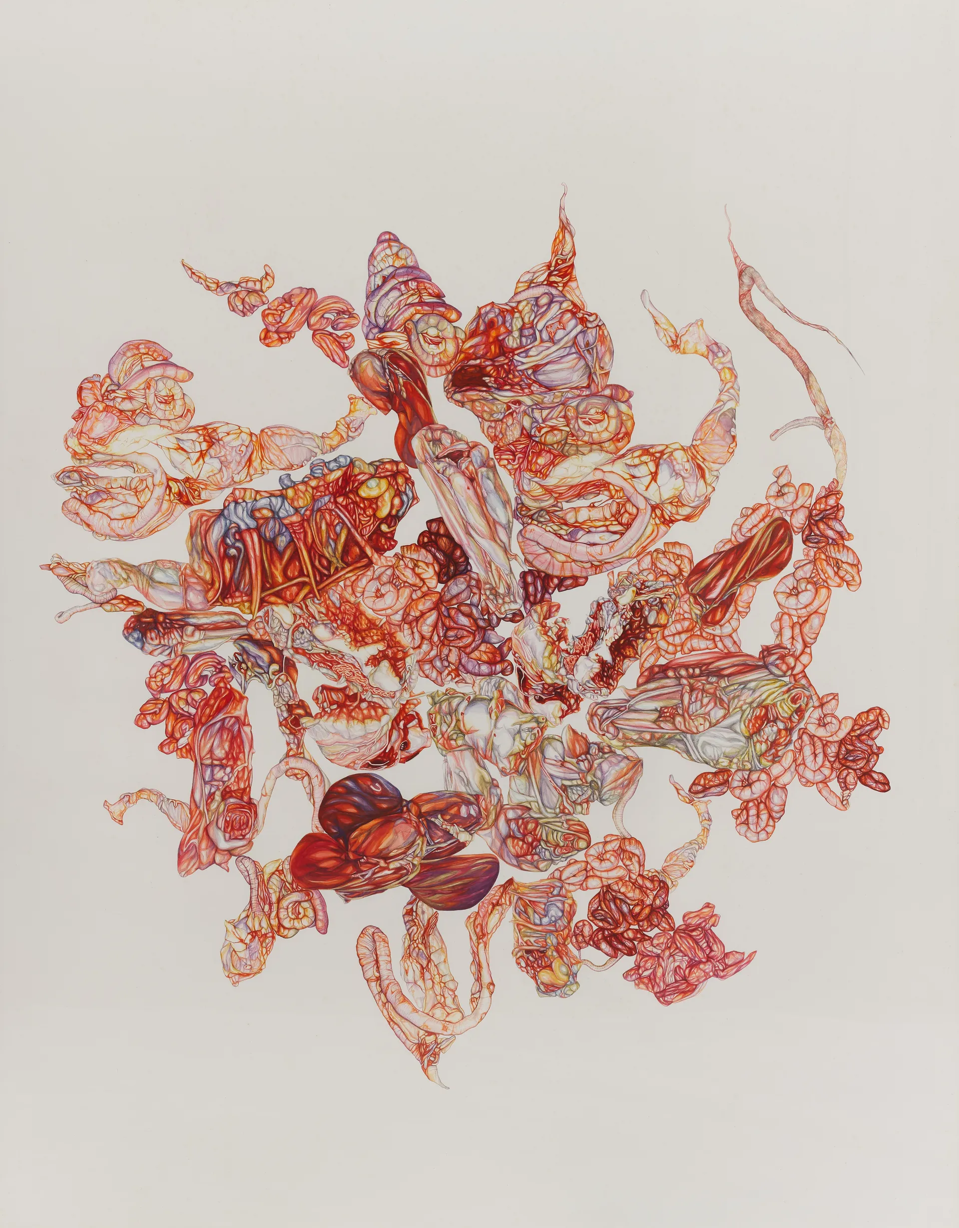 Embroidering the loss: I blurt, I splatter, I leak my contents to the world by Nabanita Guha - Watercolor on Fabriano paper