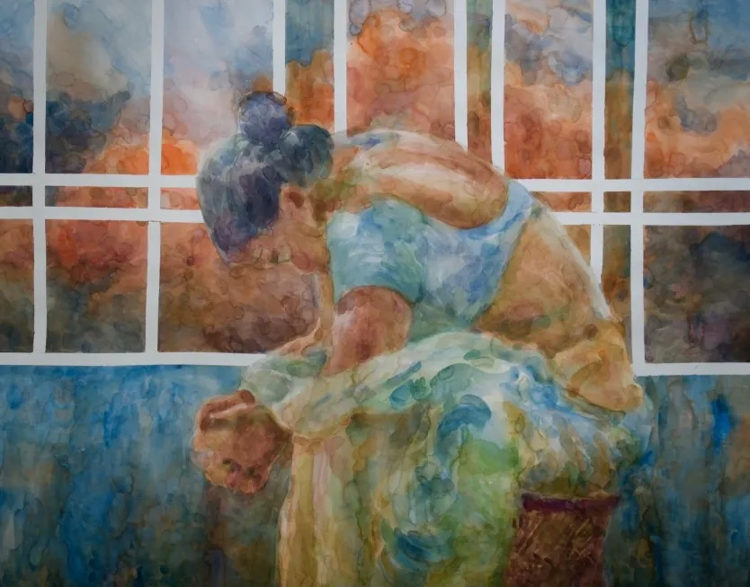 Lullaby of the wandering clouds by Jyotismriti Bordoloi - Watercolor on Fabriano paper