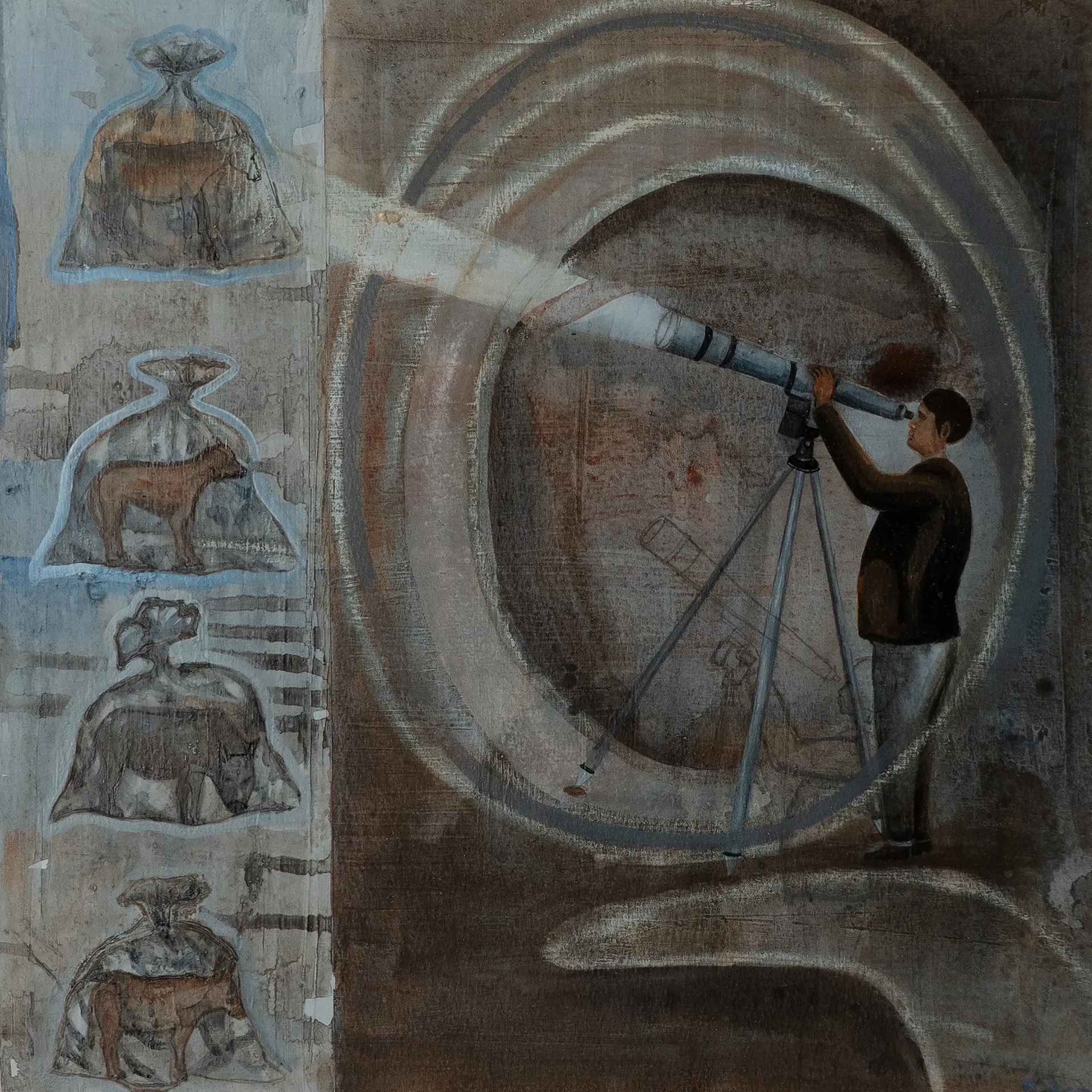 Re-vision by Raju Baraiya - Mixed media on paper