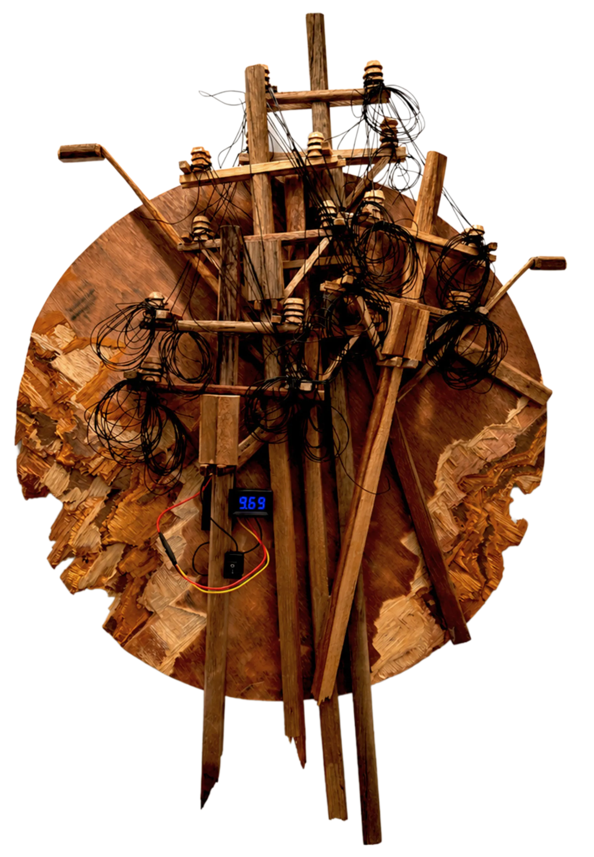 Street anatomy IV by Nayanjyoti Barman - Plywood, wire, and digital meter