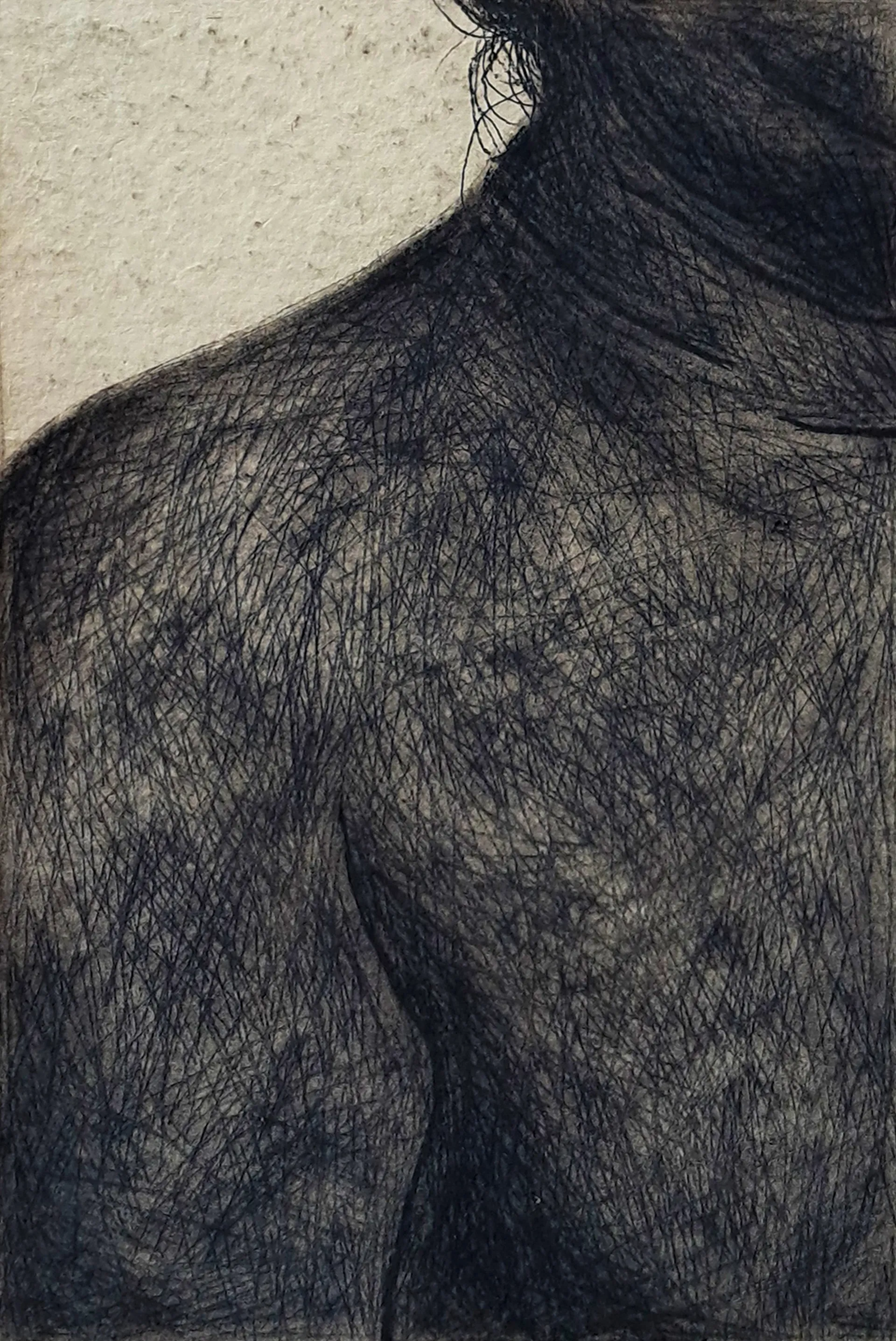 Inscribed everyday, 6 by Riyanka Das - Charcoal on handmade paper