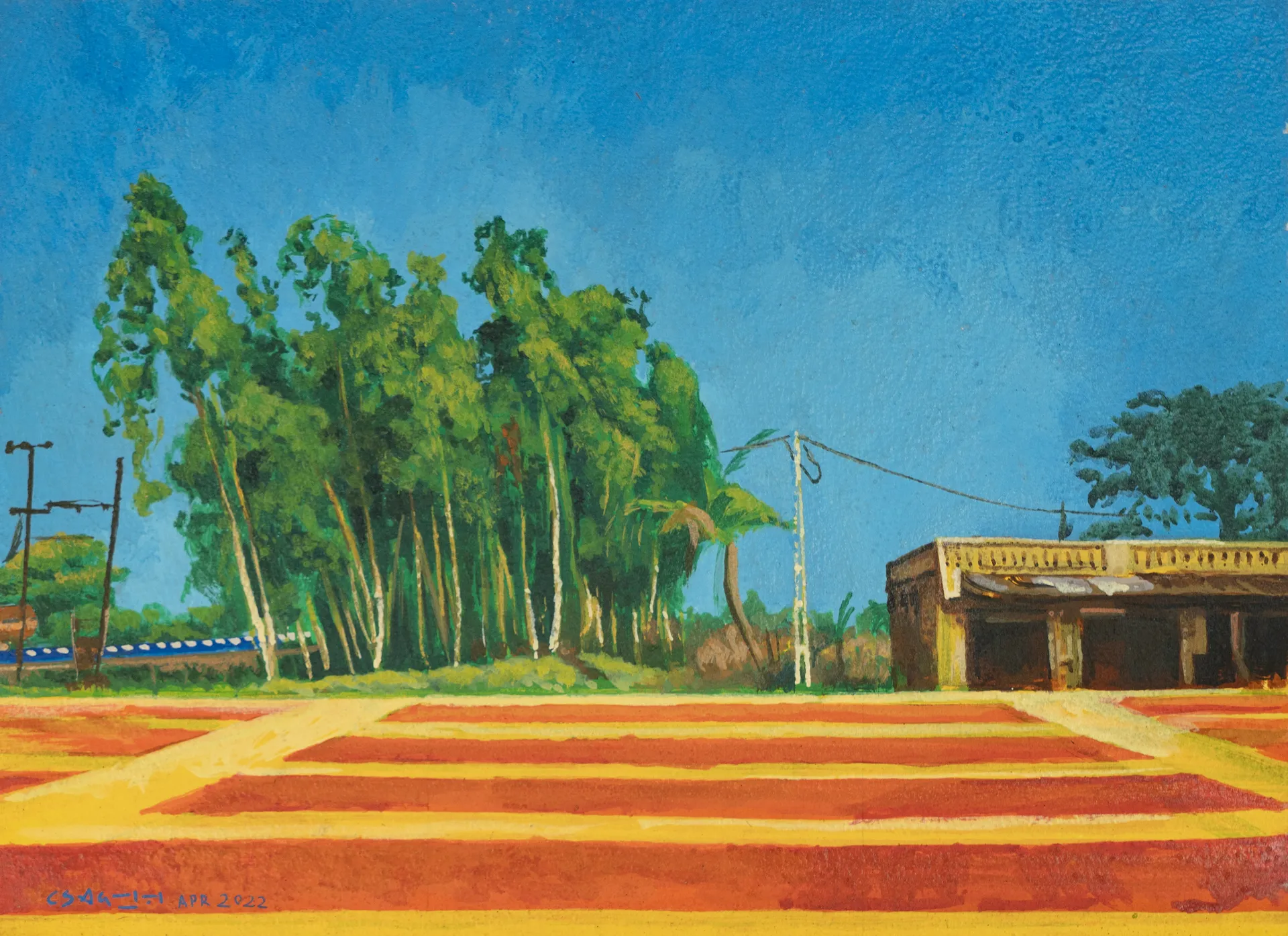 Dhoop in the ground by Akbar Ali Sunasara - Acrylic on handmade paper