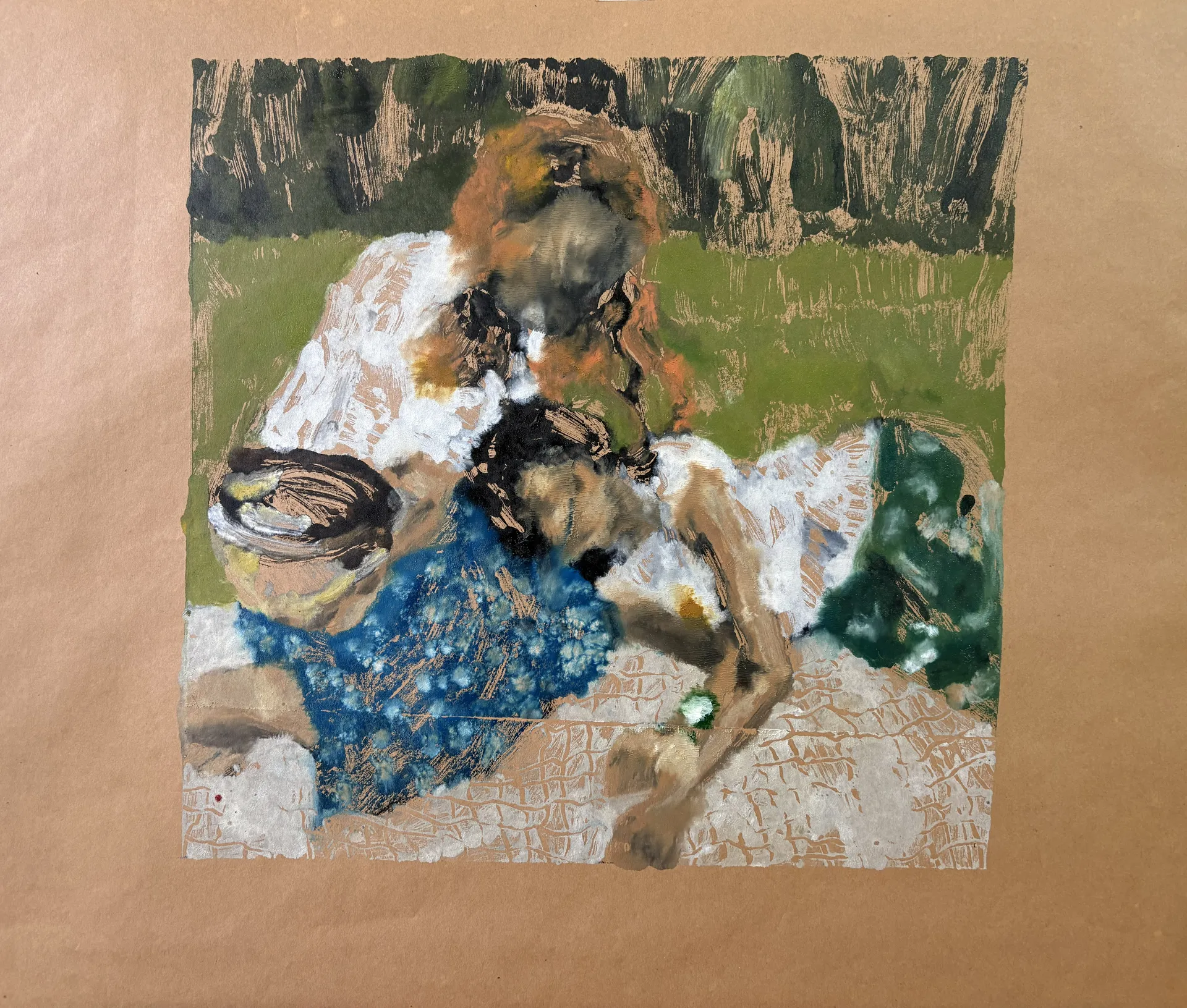 Luncheon on the grass by Akshit Satyarthi - Monotype print