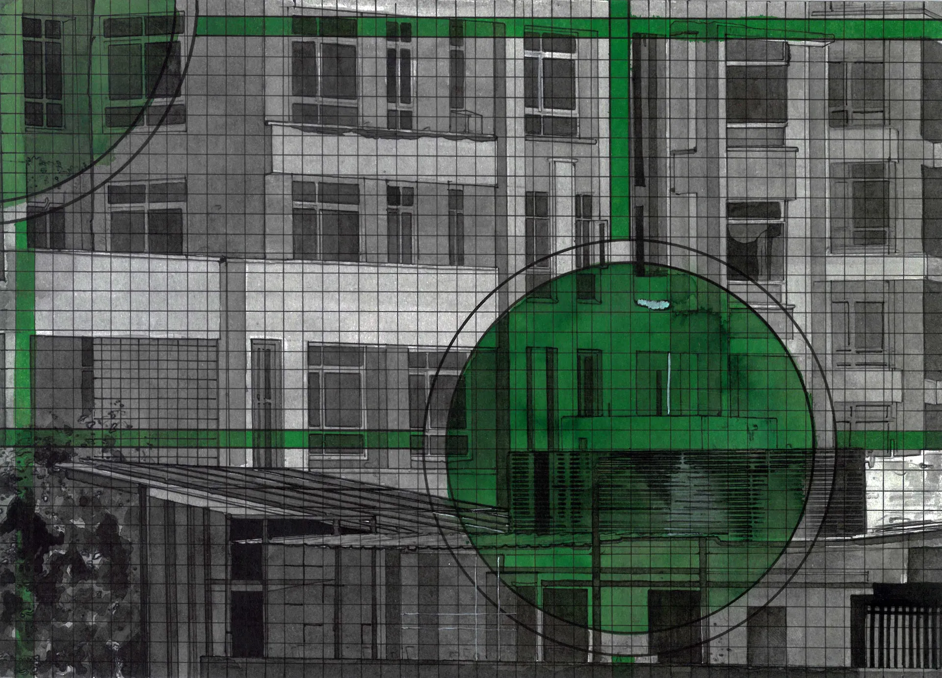 Territories of three: echoes in the landscape II, 6 by Kapil Jangid - Digital print, watercolor, photo ink and graphite on paper