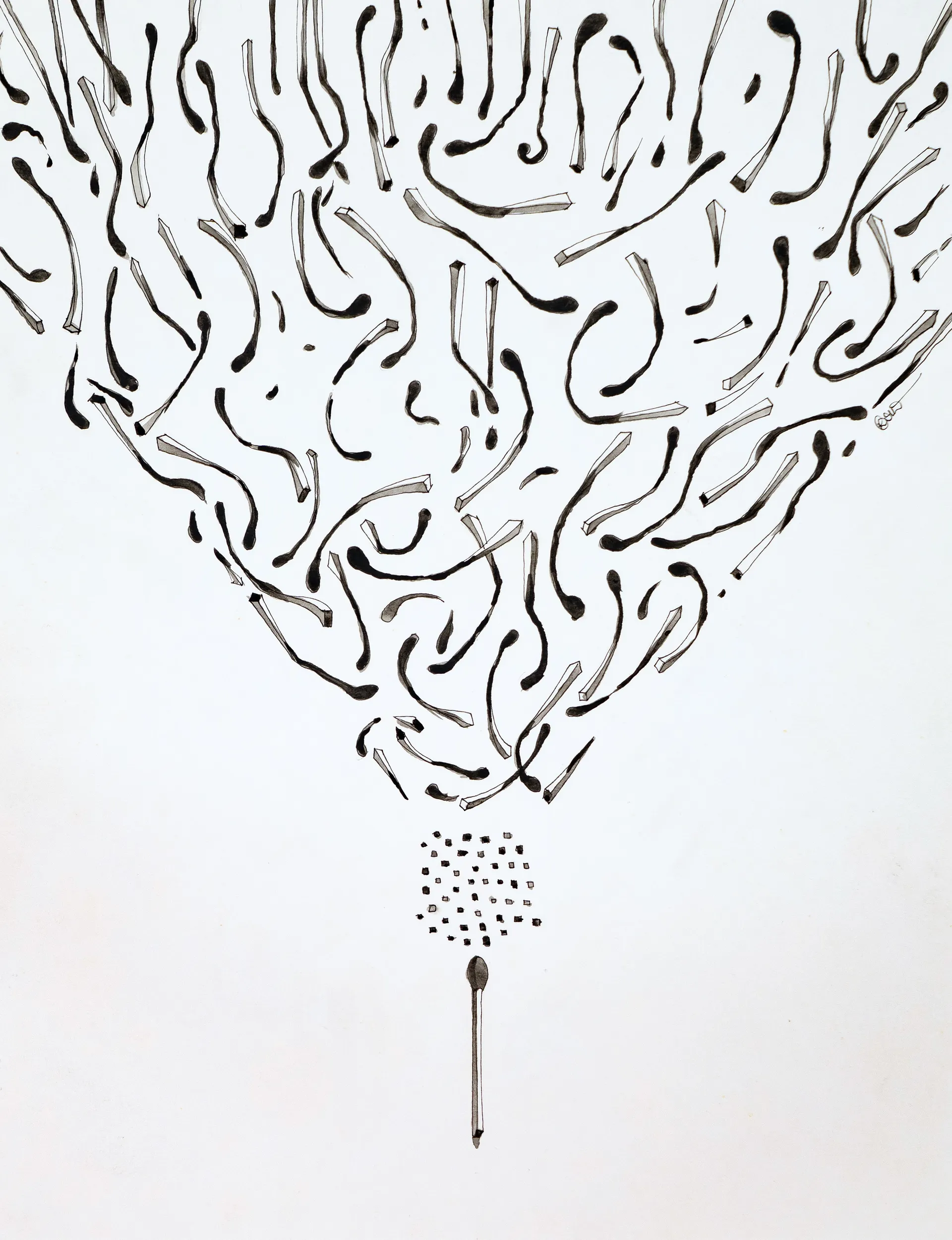 Pandemic solitude, 8 by Prasad KV - Pen and watercolor on Fabriano paper