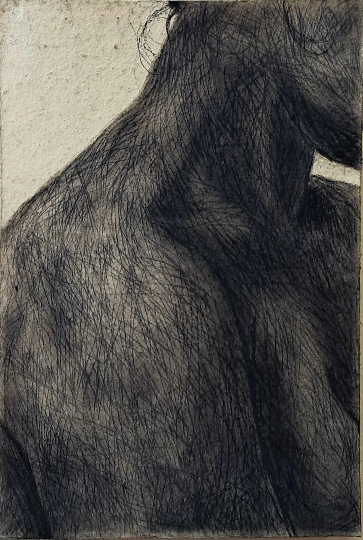 Inscribed everyday, 2 by Riyanka Das - Charcoal on handmade paper