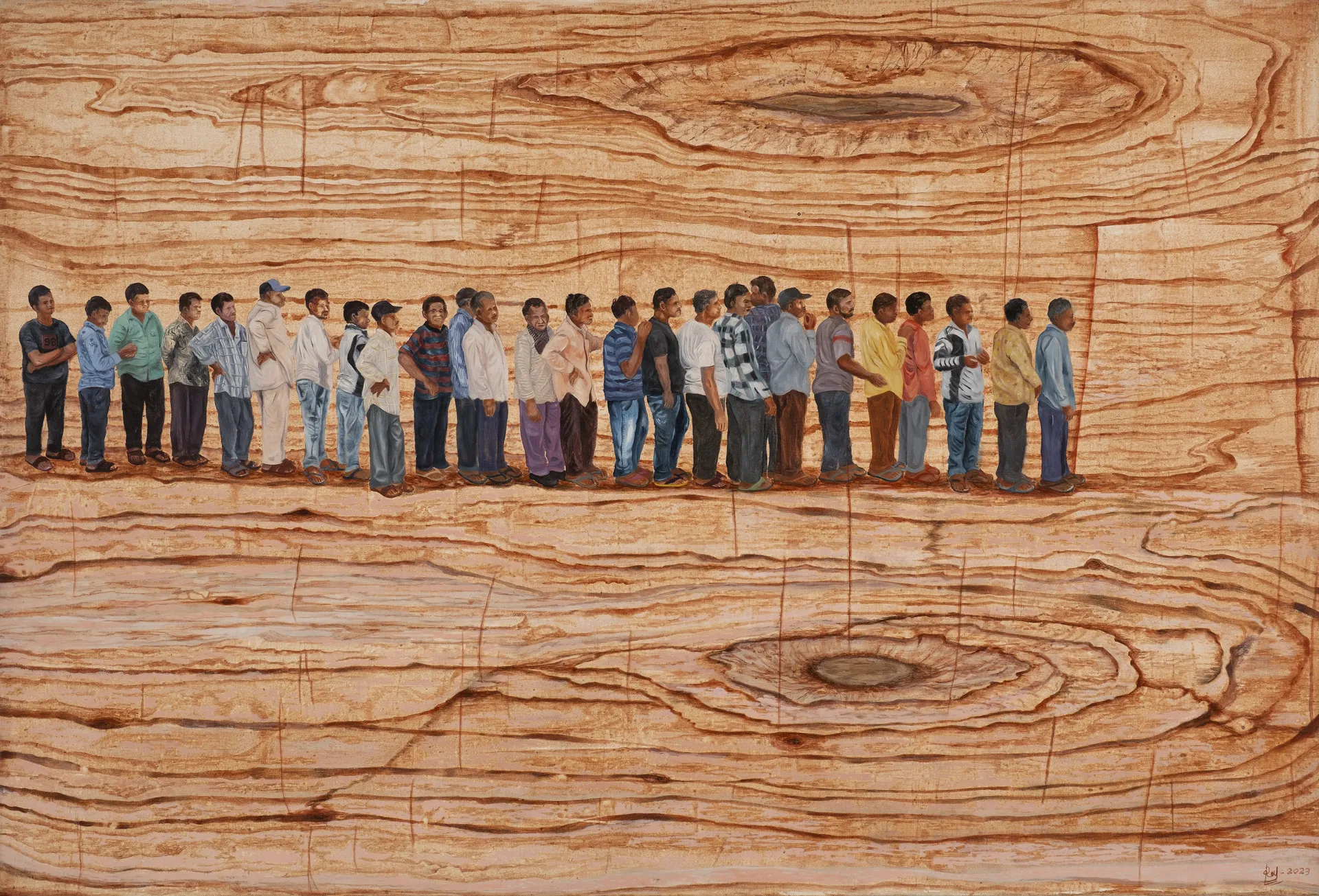 In between the land by Raju Baraiya - Mixed media on canvas