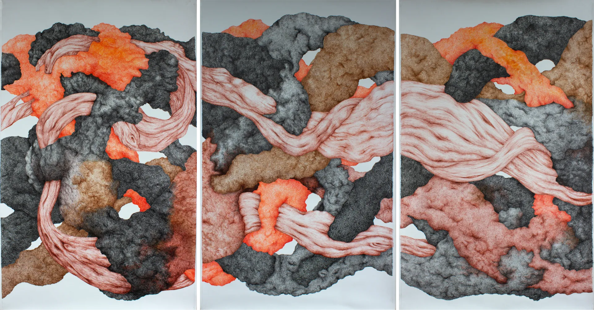 Kaggantu (triptych) by Dayananda Nagaraju - Archival ink pen on paper