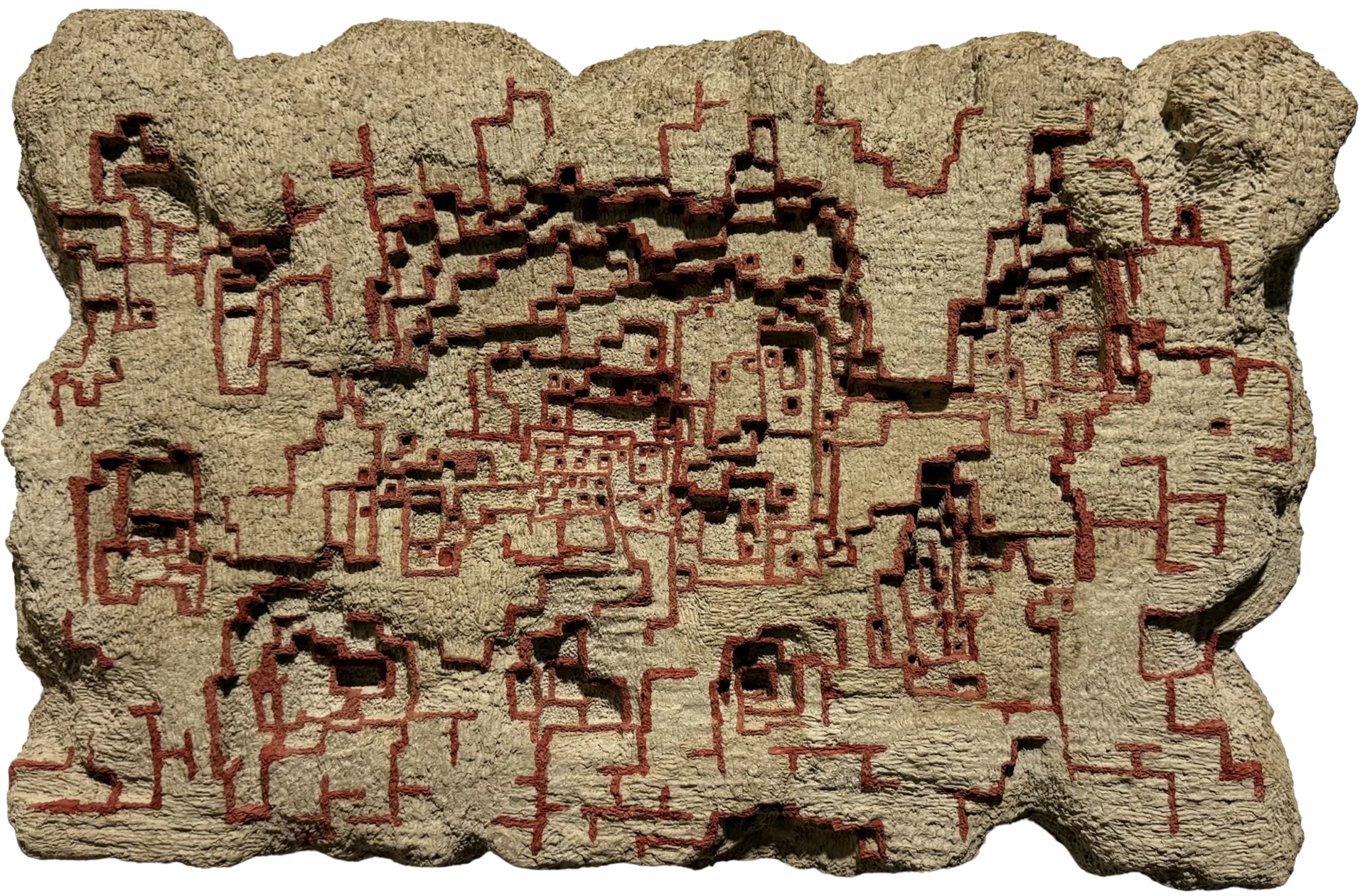 Echoes of sa-3 by Skarma Sonam Tashi - Paper mache, cardboard, and natural pigments