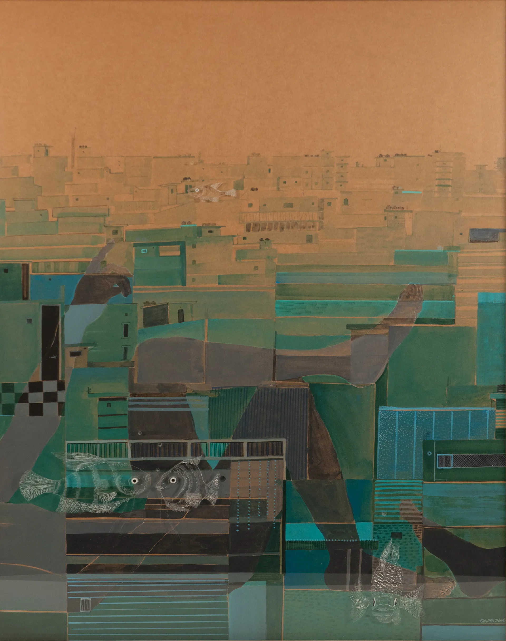 Glass wall 6 by Sawan Taank - Acrylic on paper & engraving on acrylic sheet