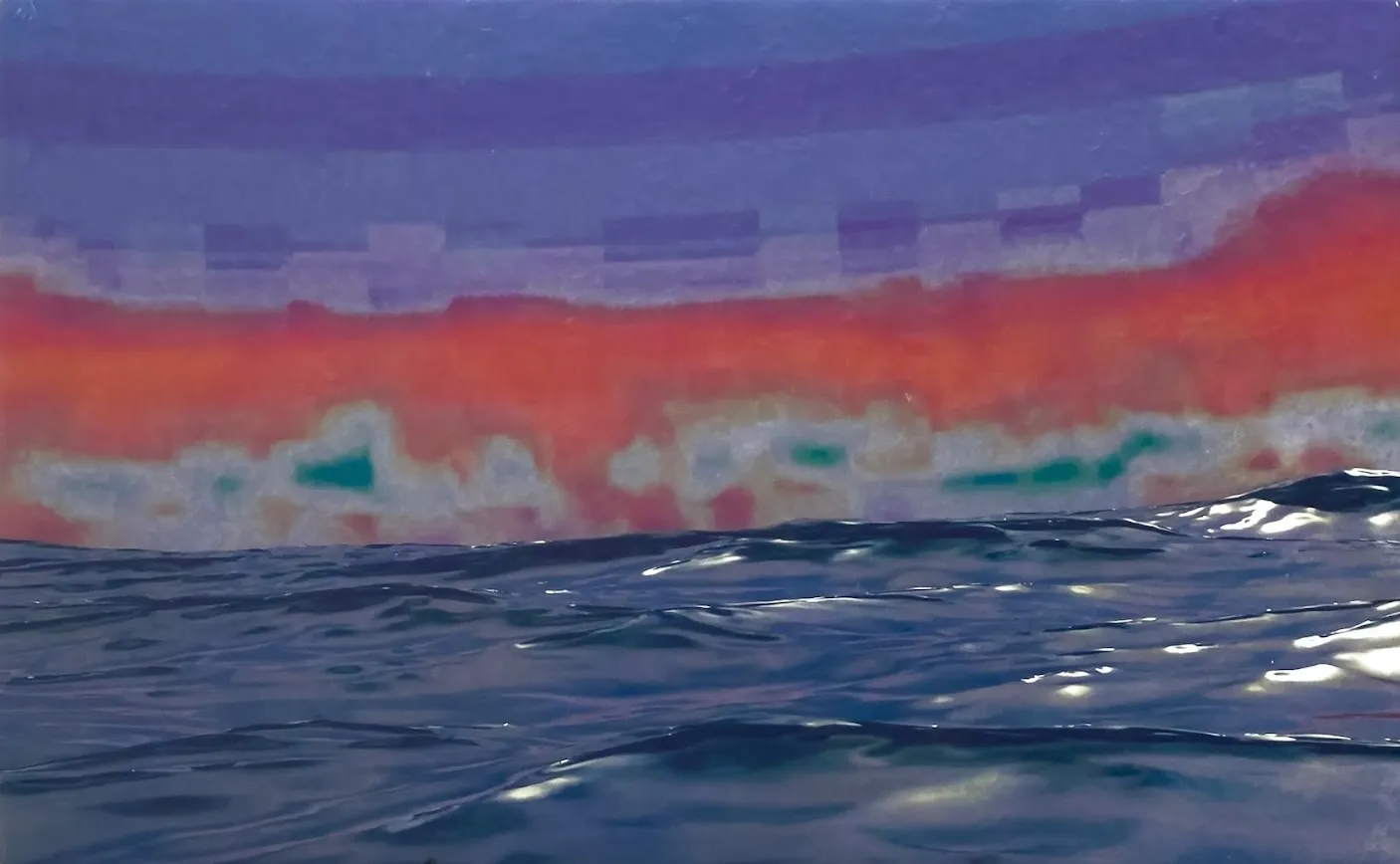 Water everywhere! II by Boris Colin Alphonse - Digital sculpture made in Blender, UV print on prepared marine plywood (water sealant, primer, gesso)