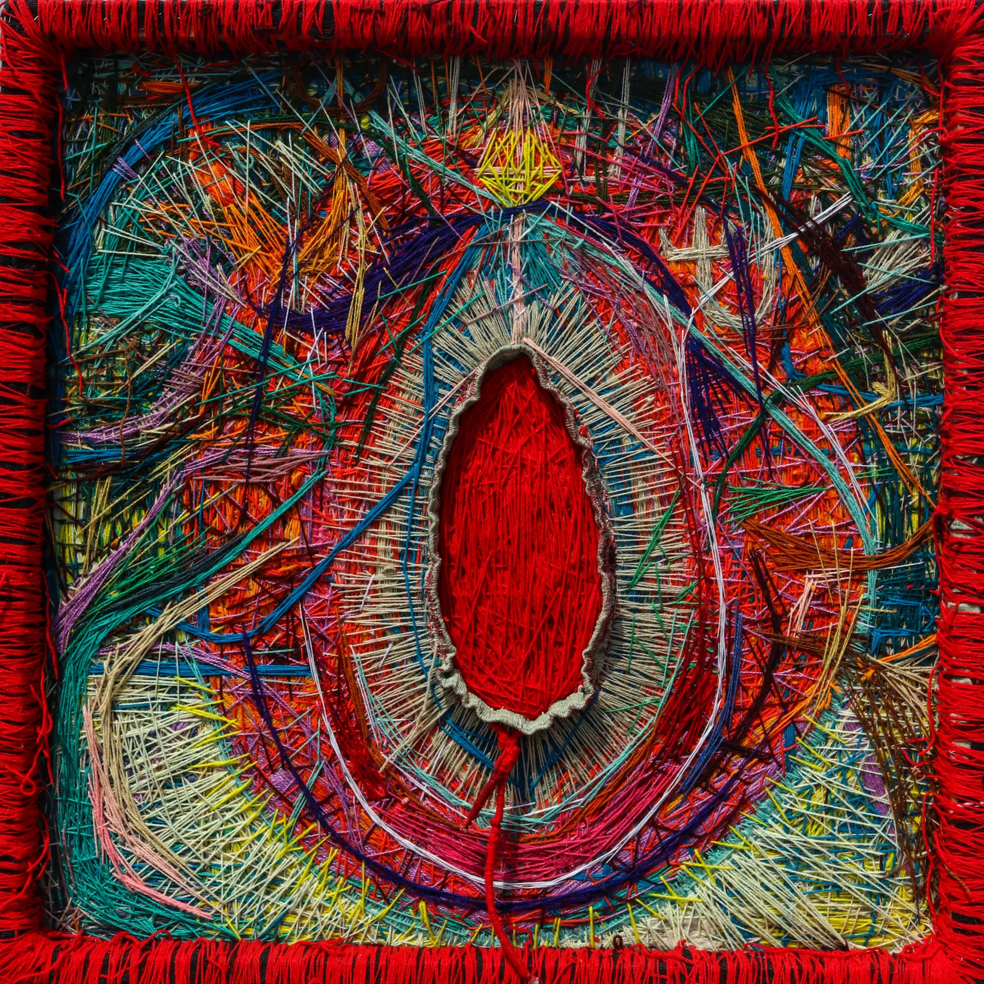 Gathering around the void by Pramod Jaiswal - Wool on cloth