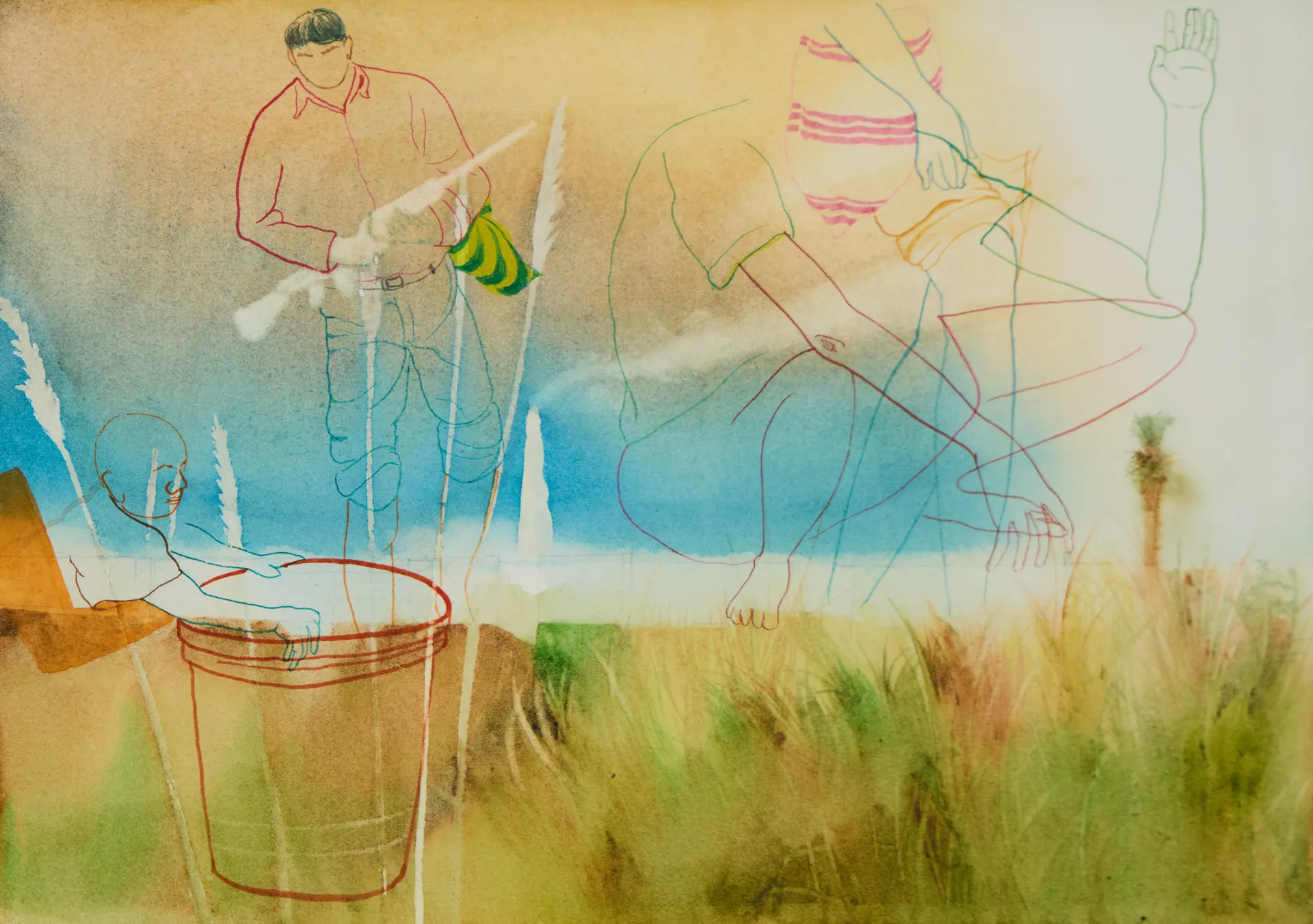 अनचिह्नी धुन (An unrecognizable melody) by Shiv Shankar - Watercolor on paper
