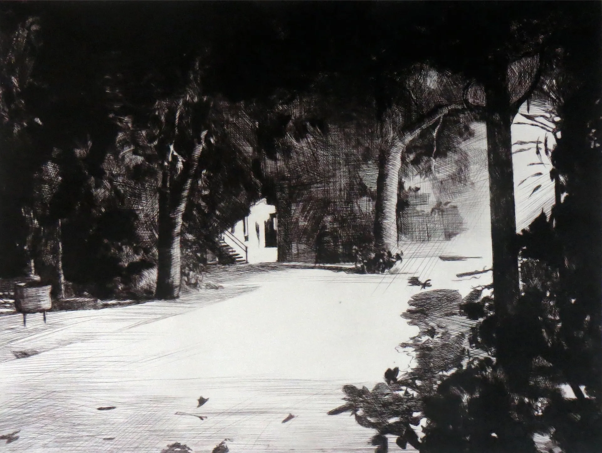 Night - III by Abhishek Narayan Verma - Drypoint, printed on acid-free paper