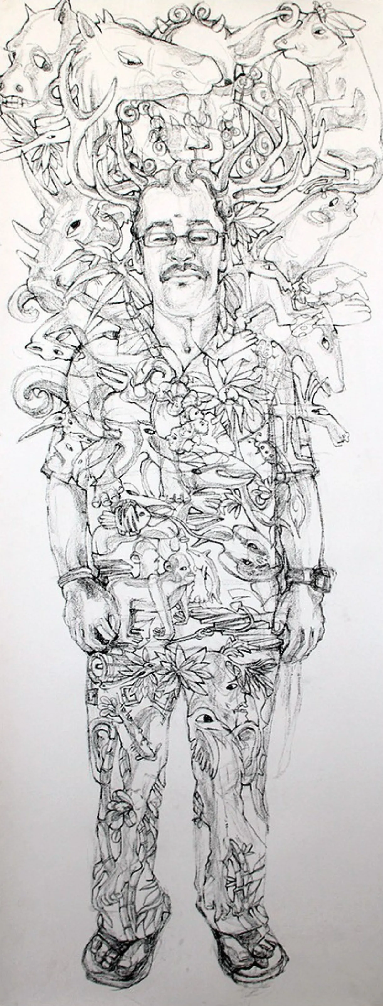 Mayamruga by Prasad KV - Oil pastel on Fabriano paper
