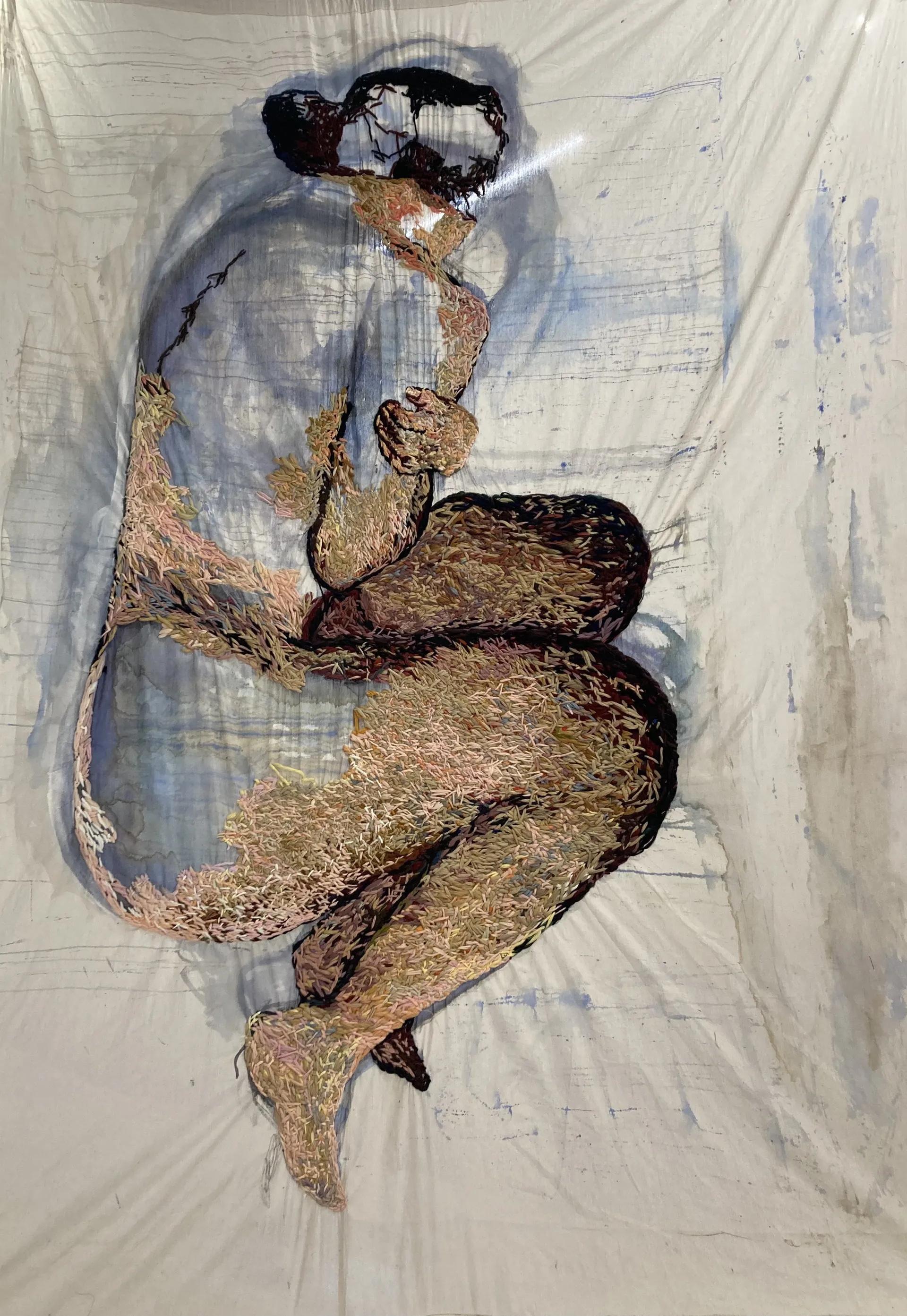 Quiet weight by Yambou Kong Kang - Embroidery on markin cloth