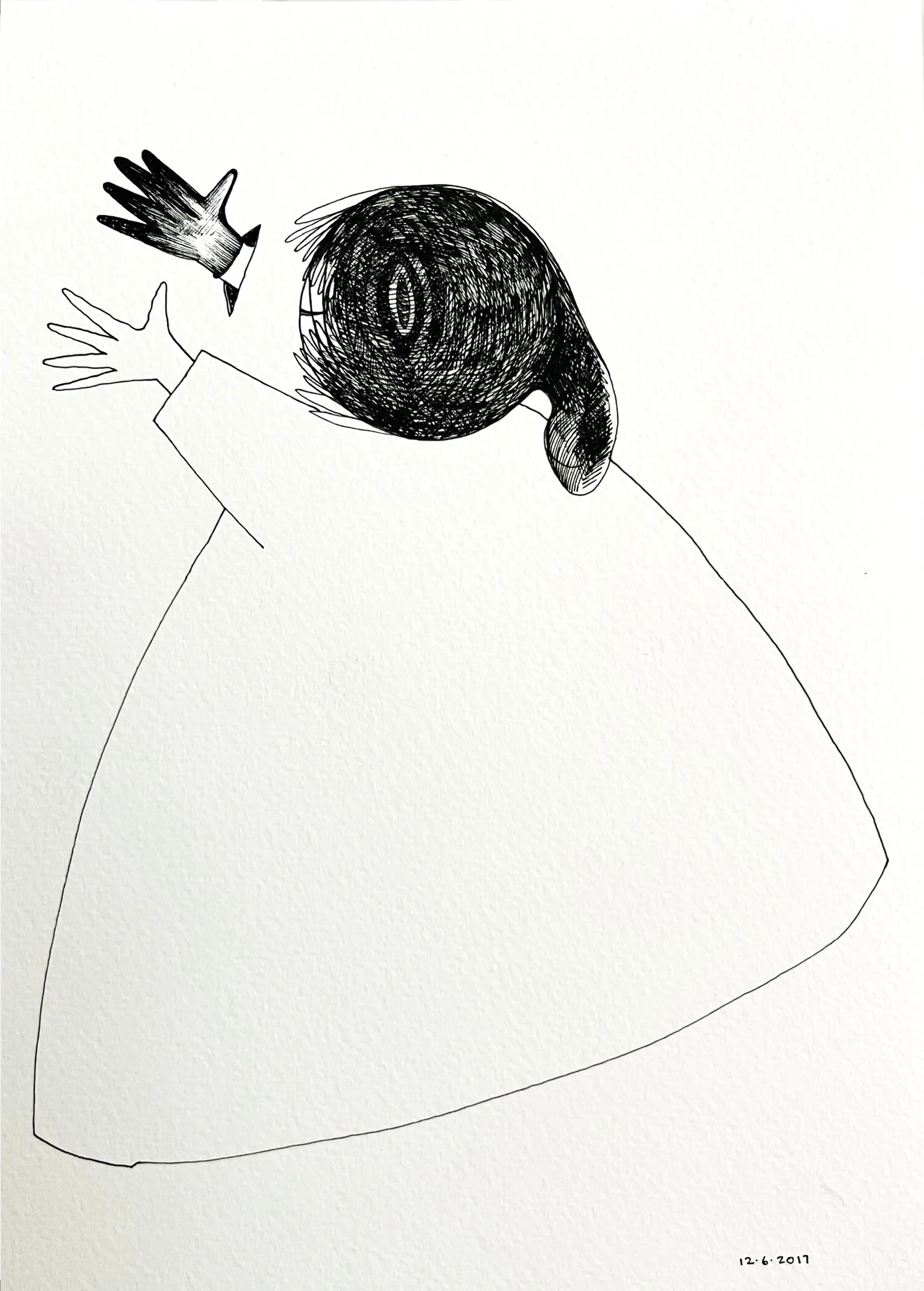 D-4, 1 by Preksha Tater - Pen and ink on paper