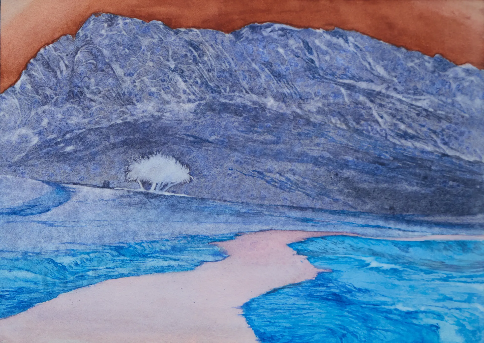 तपावन (The warming/The burning) by Shiv Shankar - Watercolor on paper