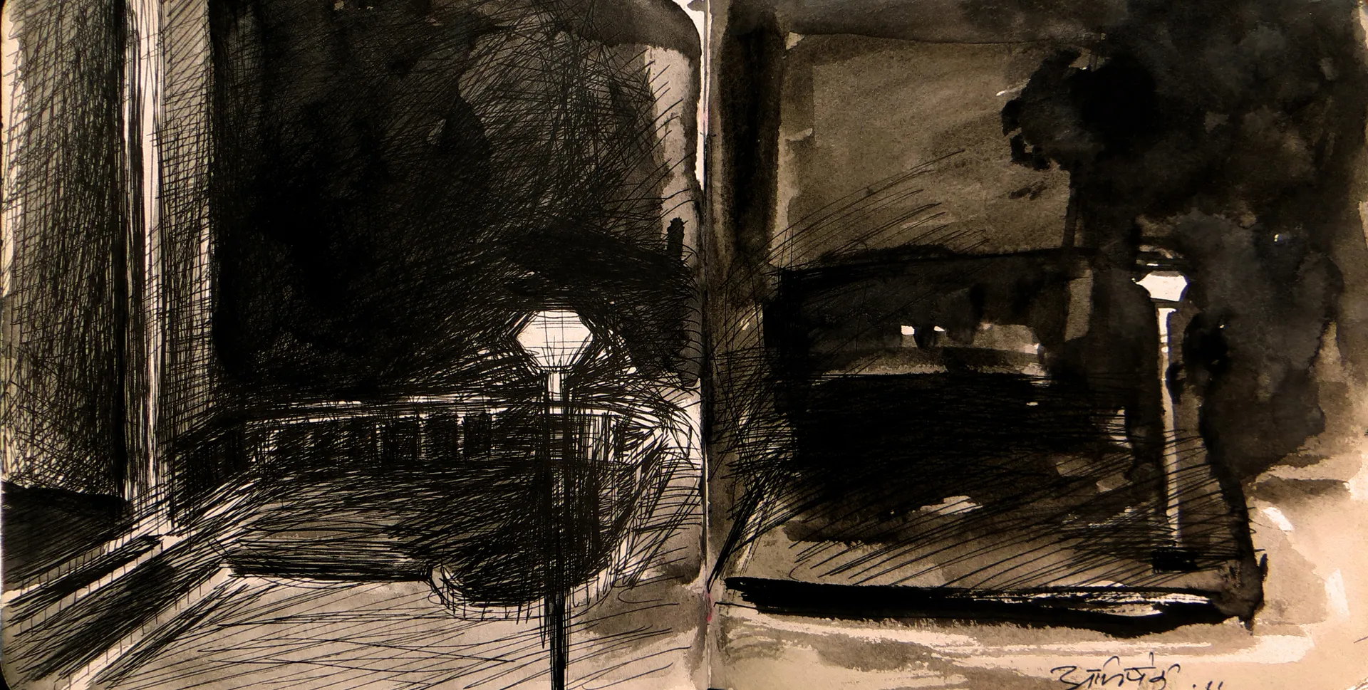 Pages from my diary, 50 by Abhishek Narayan Verma - Digitally developed from the original and archival print on paper