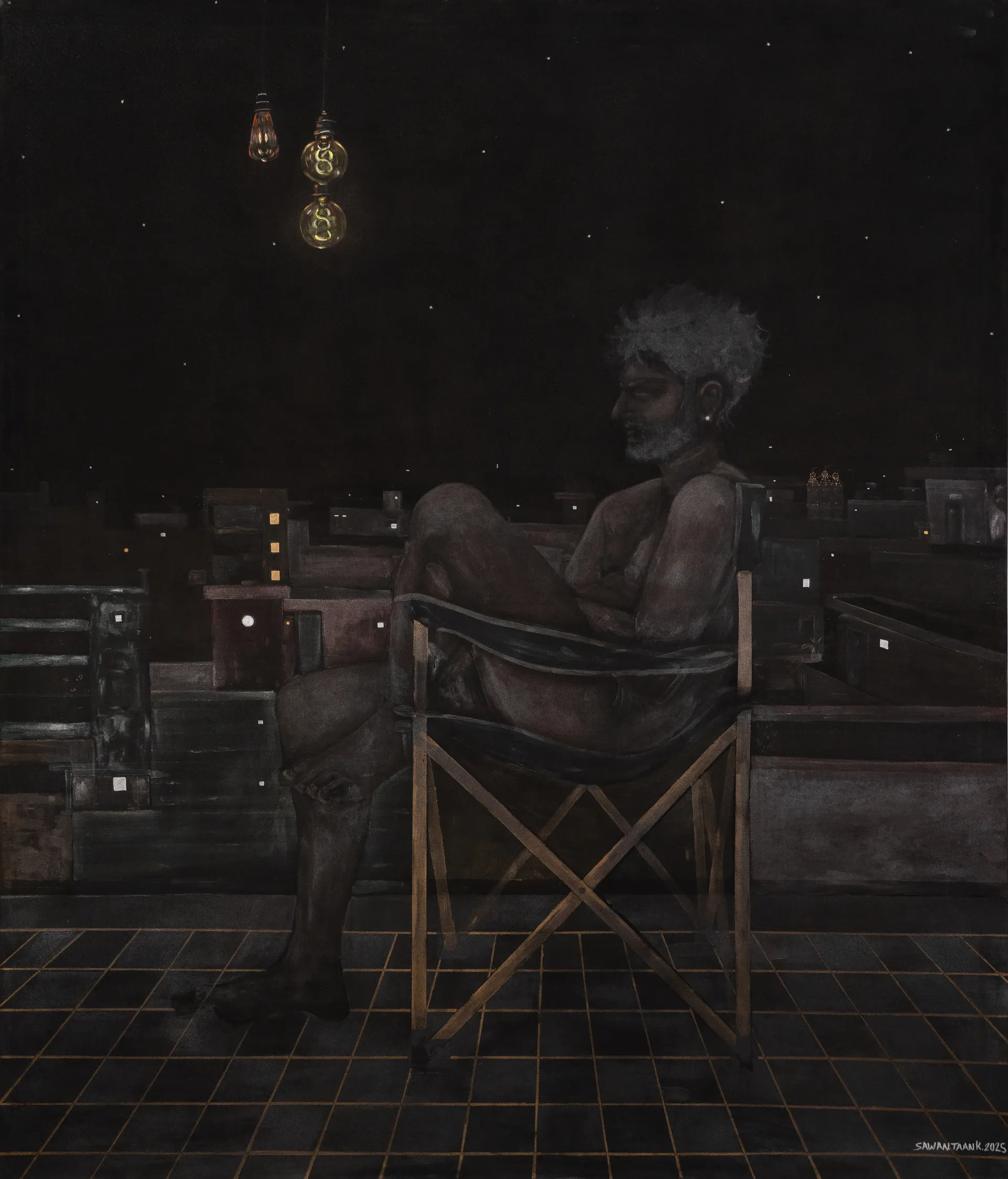 Midnight veil by Sawan Taank - Acrylic & charcoal on canvas
