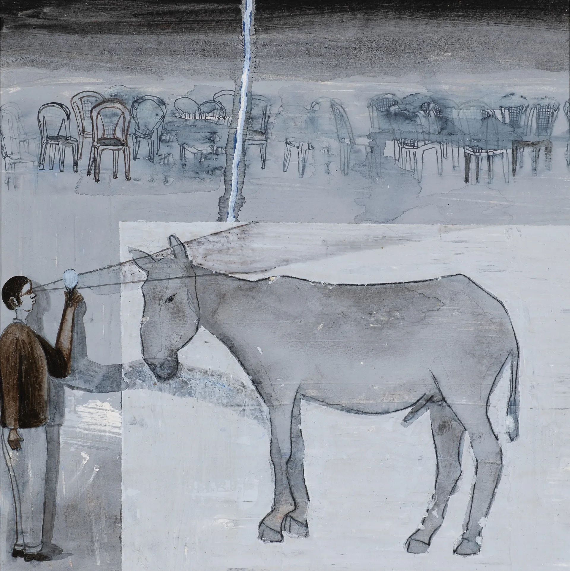 The scan mane-2 by Raju Baraiya - Mixed media on paper