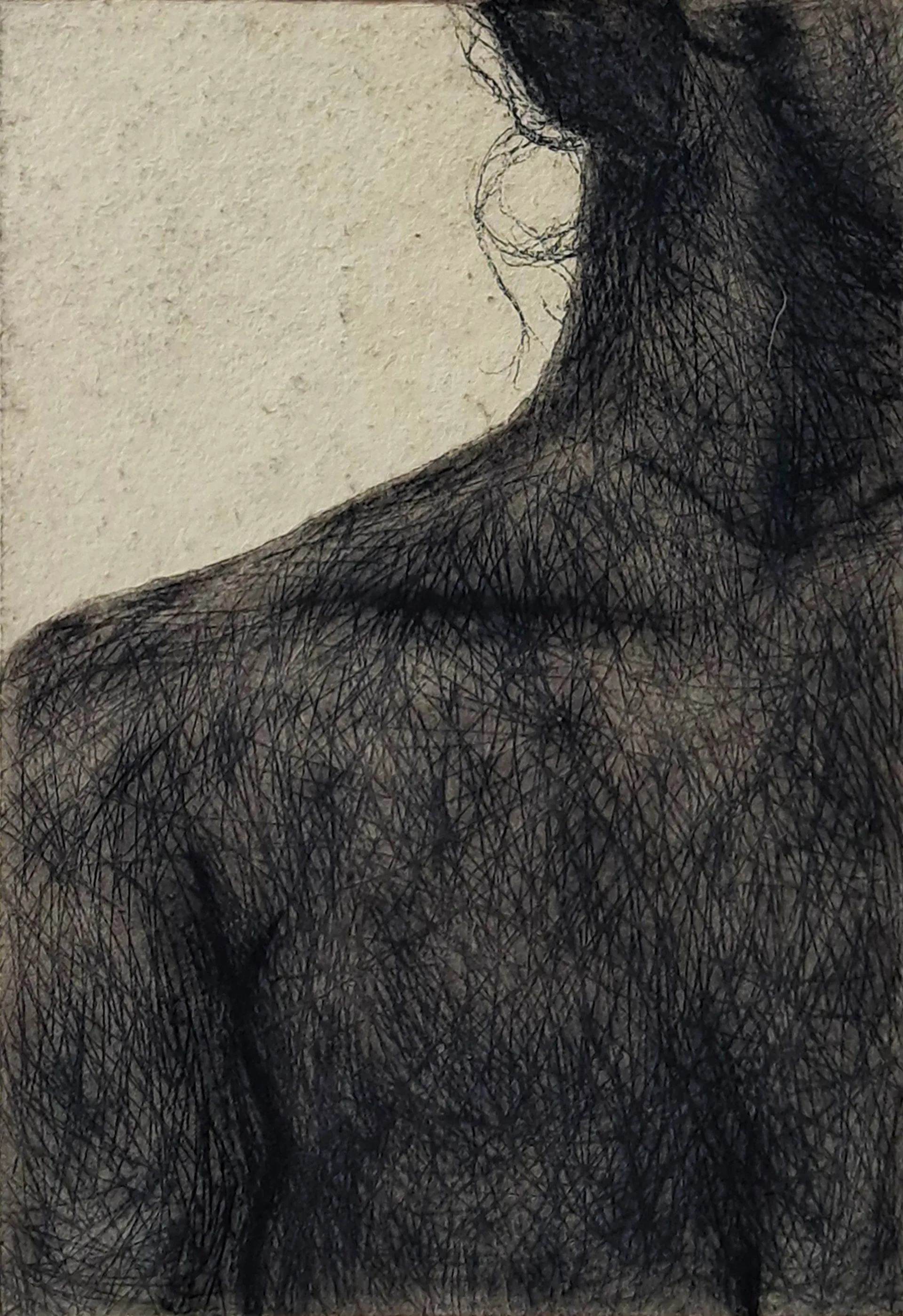 Inscribed everyday, 4 by Riyanka Das - Charcoal on handmade paper