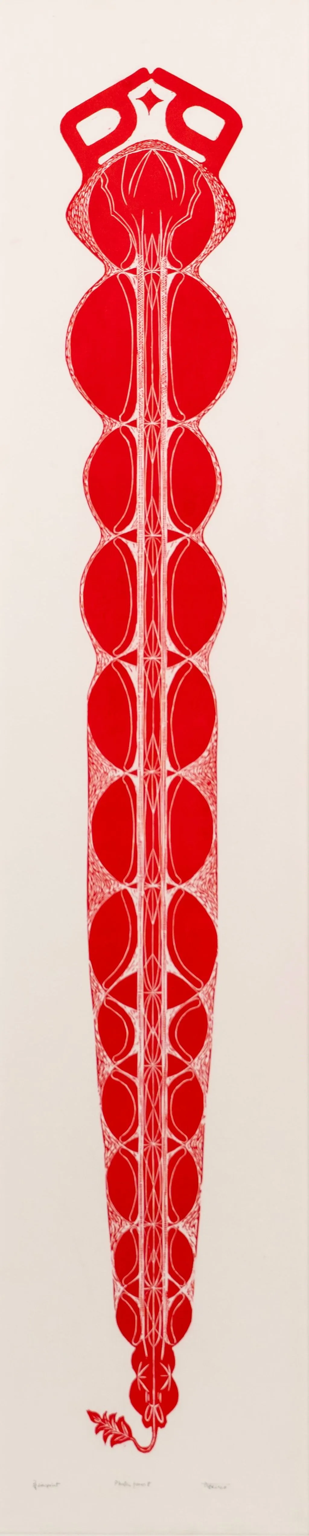 The phallic form, 8 (set of 8) by Avni Bansal - Linocut prints on Kozo paper, archival framing
