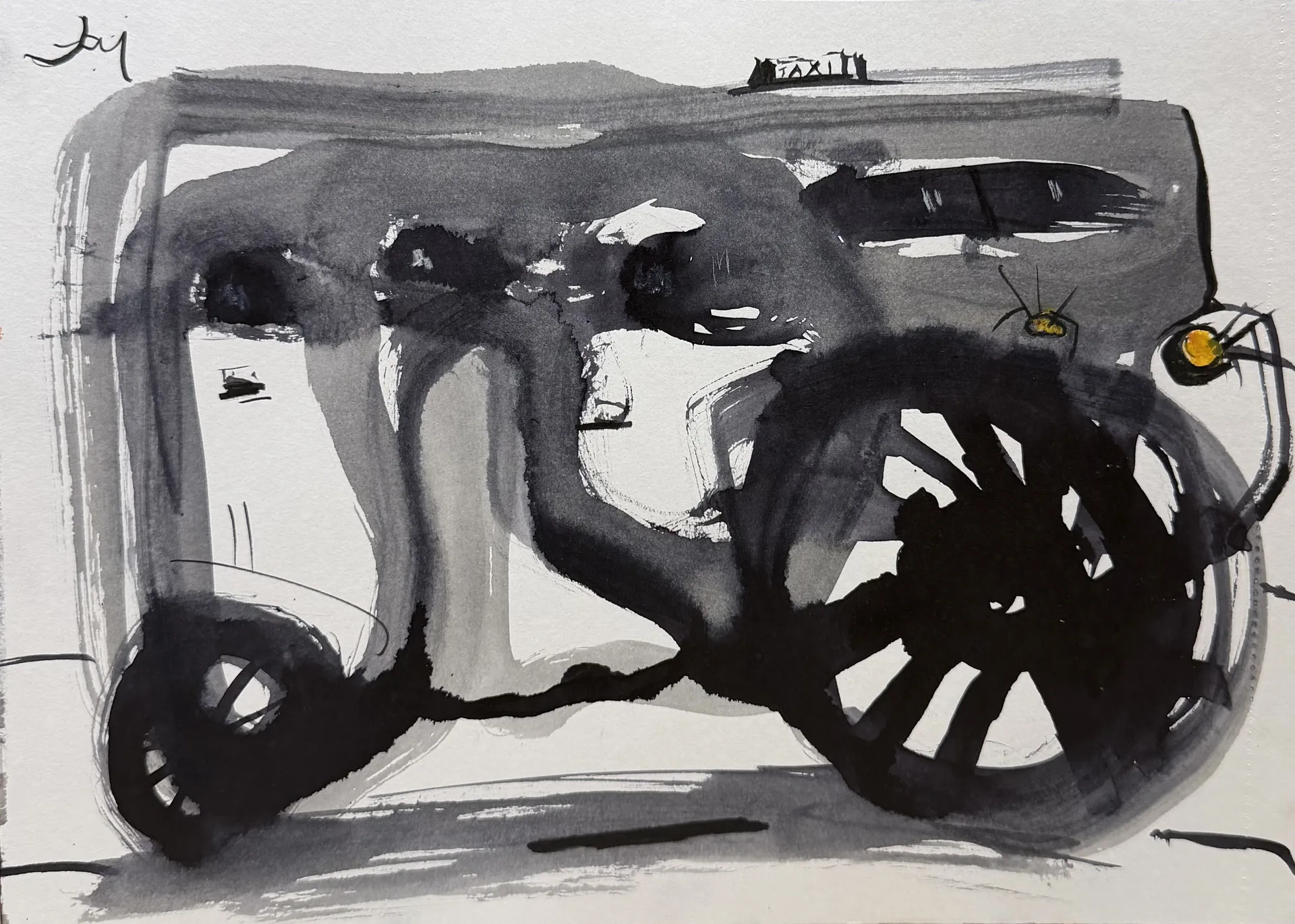 Taxi by Aditiya Singh - Ink on paper