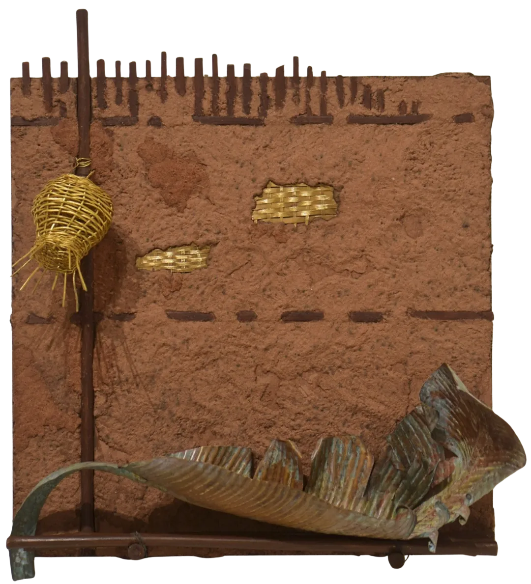 Untitled, 5 by Subhash Deka - Brass and bamboo on MDF board