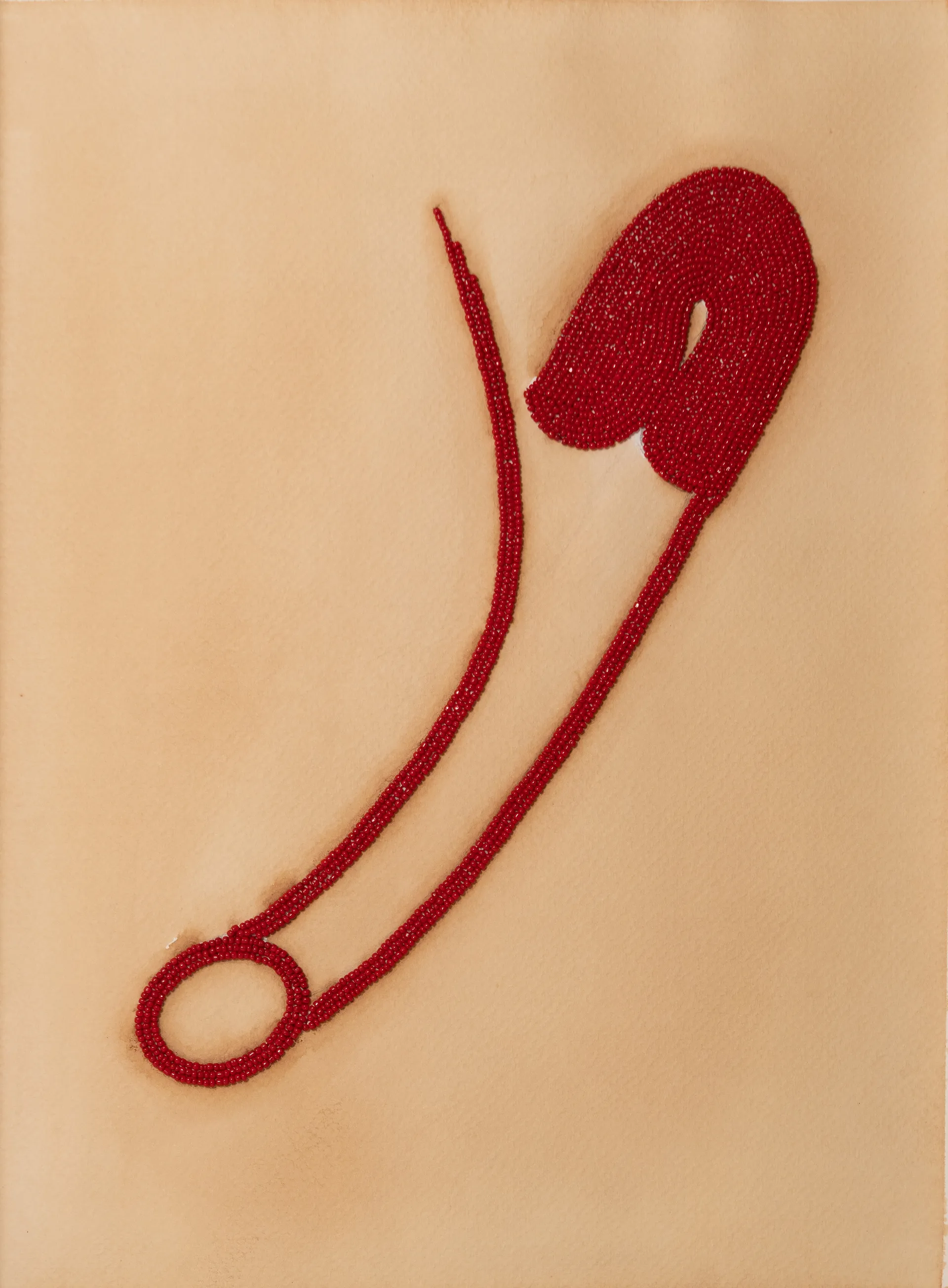 Safety pin II, 11 by Anshu Singh - Beaded embroidery on paper