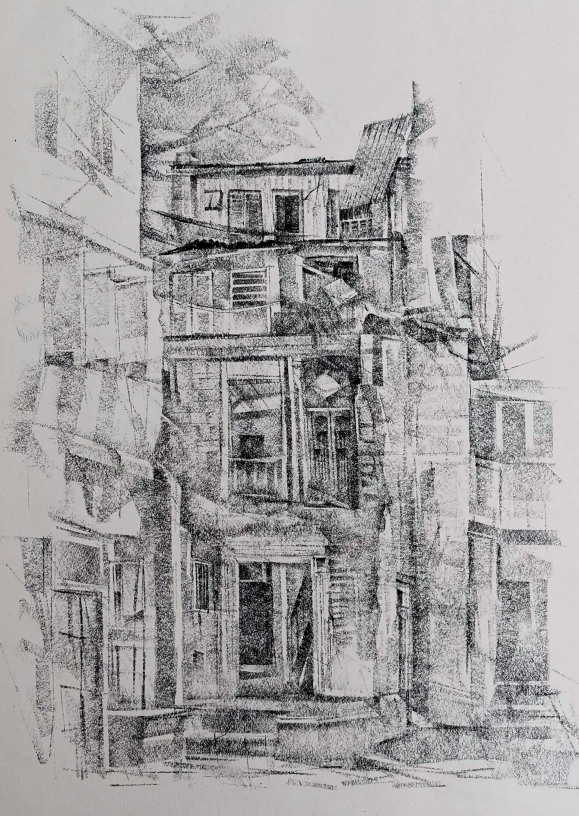 Zaveri ni pol, Ahmedabad old city by Dharmesh Prajapati - Charcoal on paper