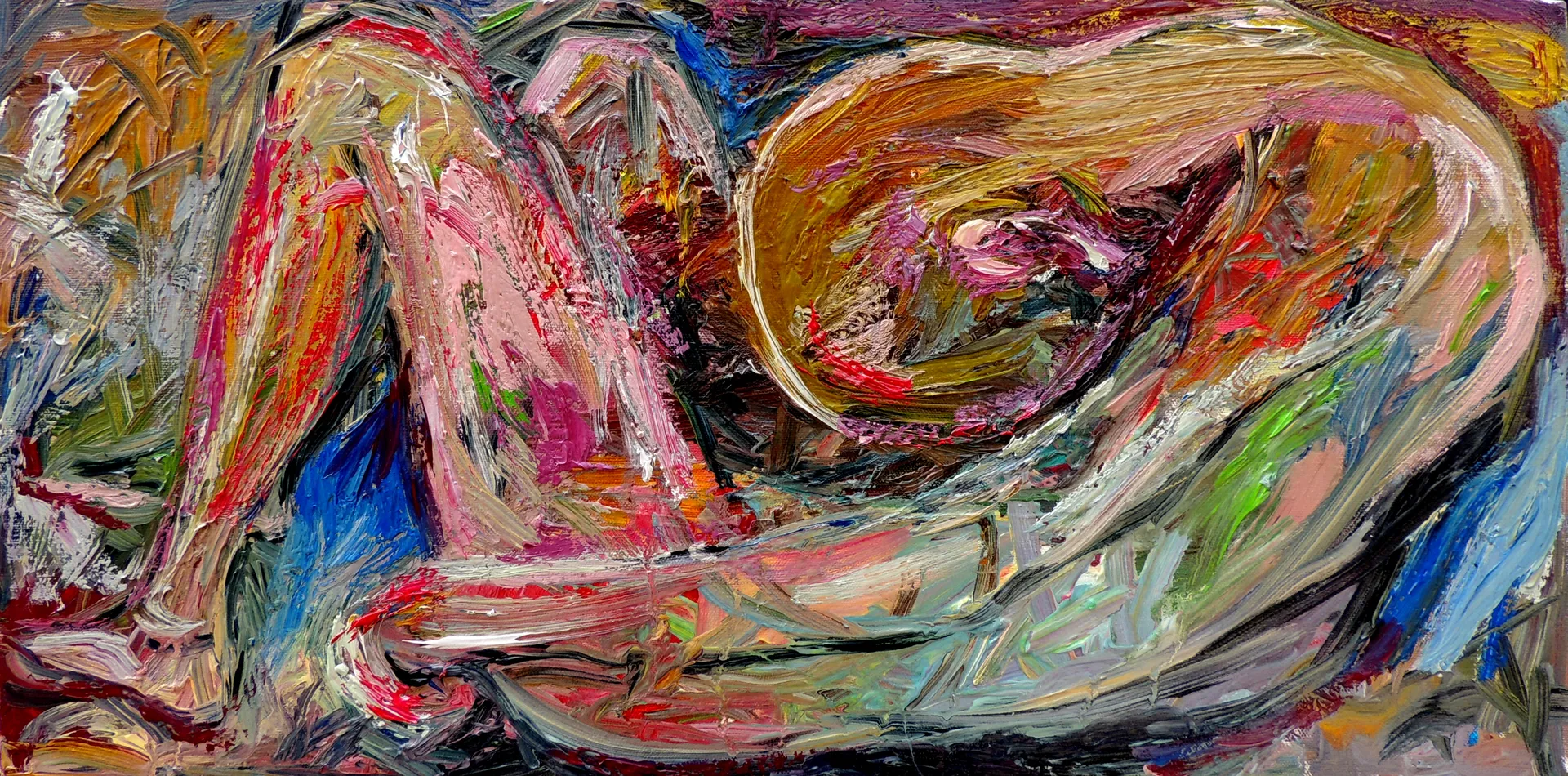 Folded into silence by Pramod Jaiswal - Oil on canvas