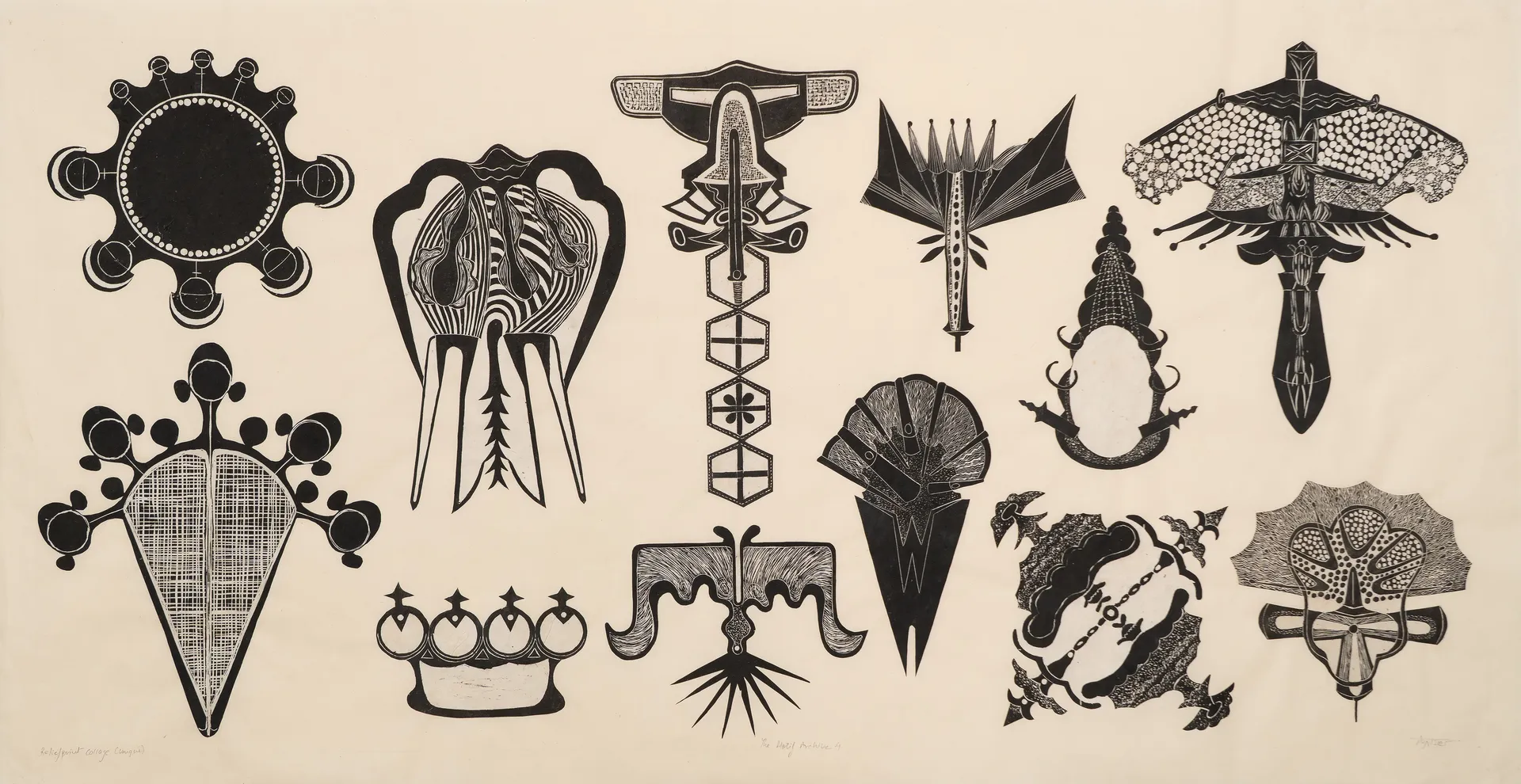 The motifs archive 4 by Avni Bansal - Relief prints collage on Kitakata paper