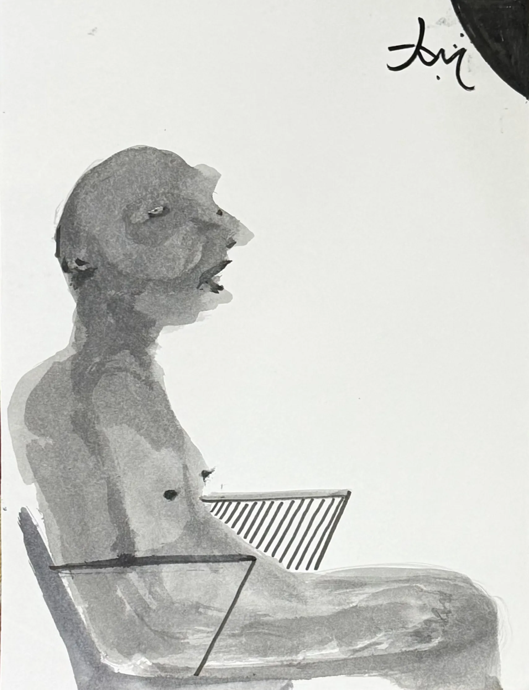 Introspection by Aditiya Singh - Acrylic and ink on paper
