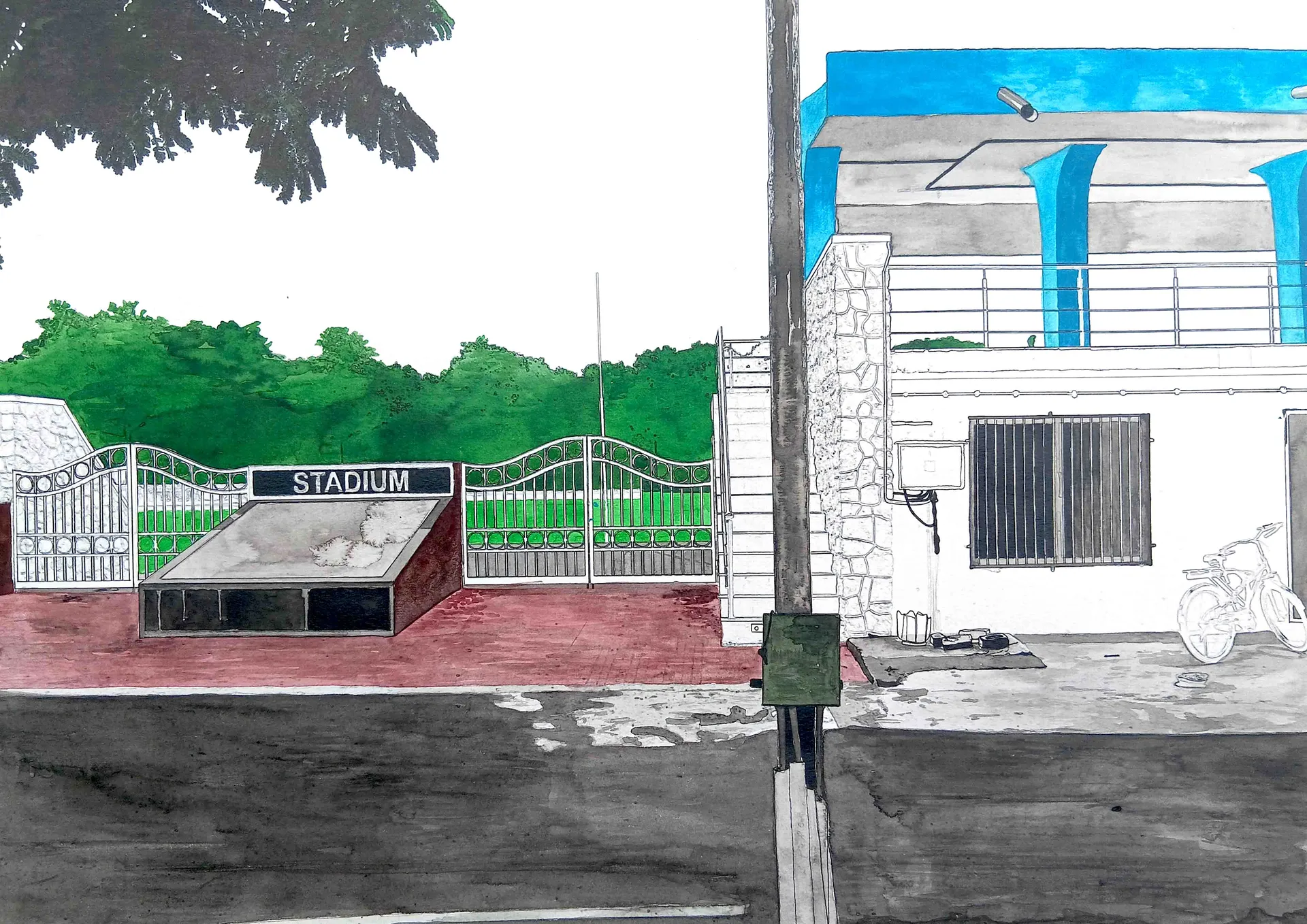 Territories of three: echoes in the landscape I, 17 by Kapil Jangid - Watercolor, photo ink, digital print and graphite on paper