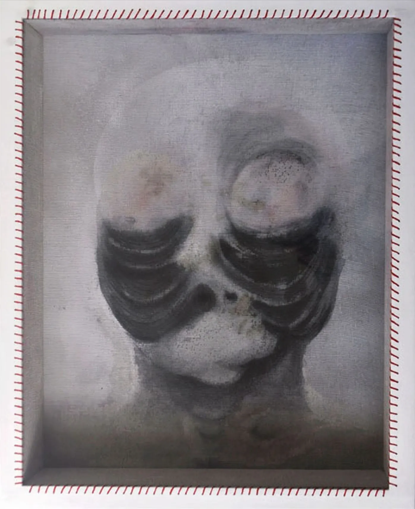 Untitled by Preksha Tater - Color and thread on plywood