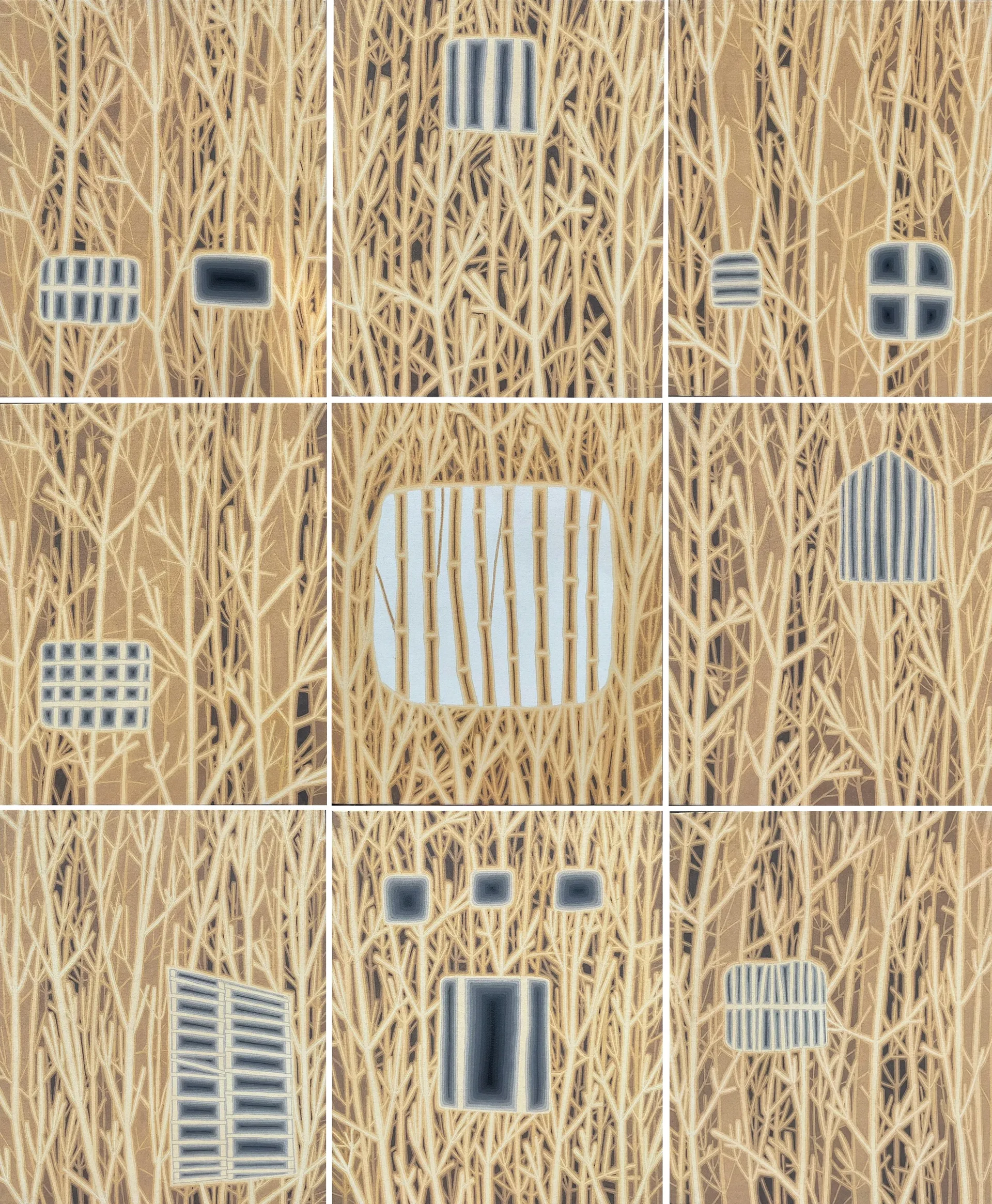 Never ending cage by Khokan Giri - Acrylic on canvas 