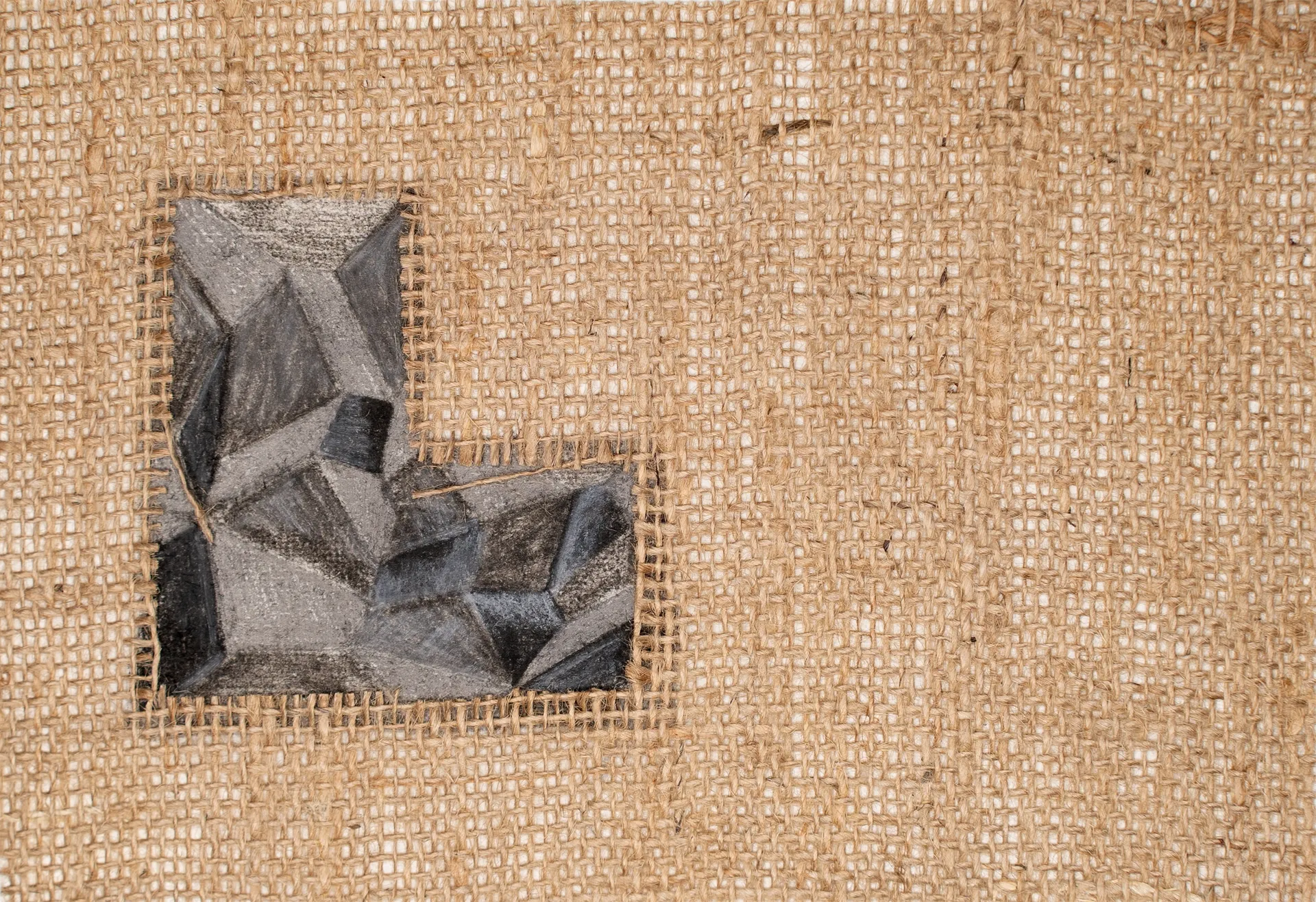 Fold #17, 9 by Urvi Sethna - Jute fabric, charcoal and graphite on rice paper