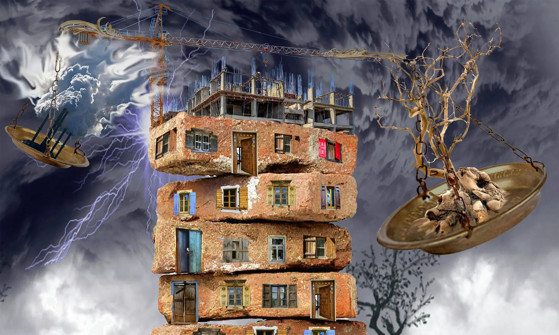 Paradoxical city by Nayanjyoti Barman - Digital photo manipulation / digital composite, archival pigment print on paper