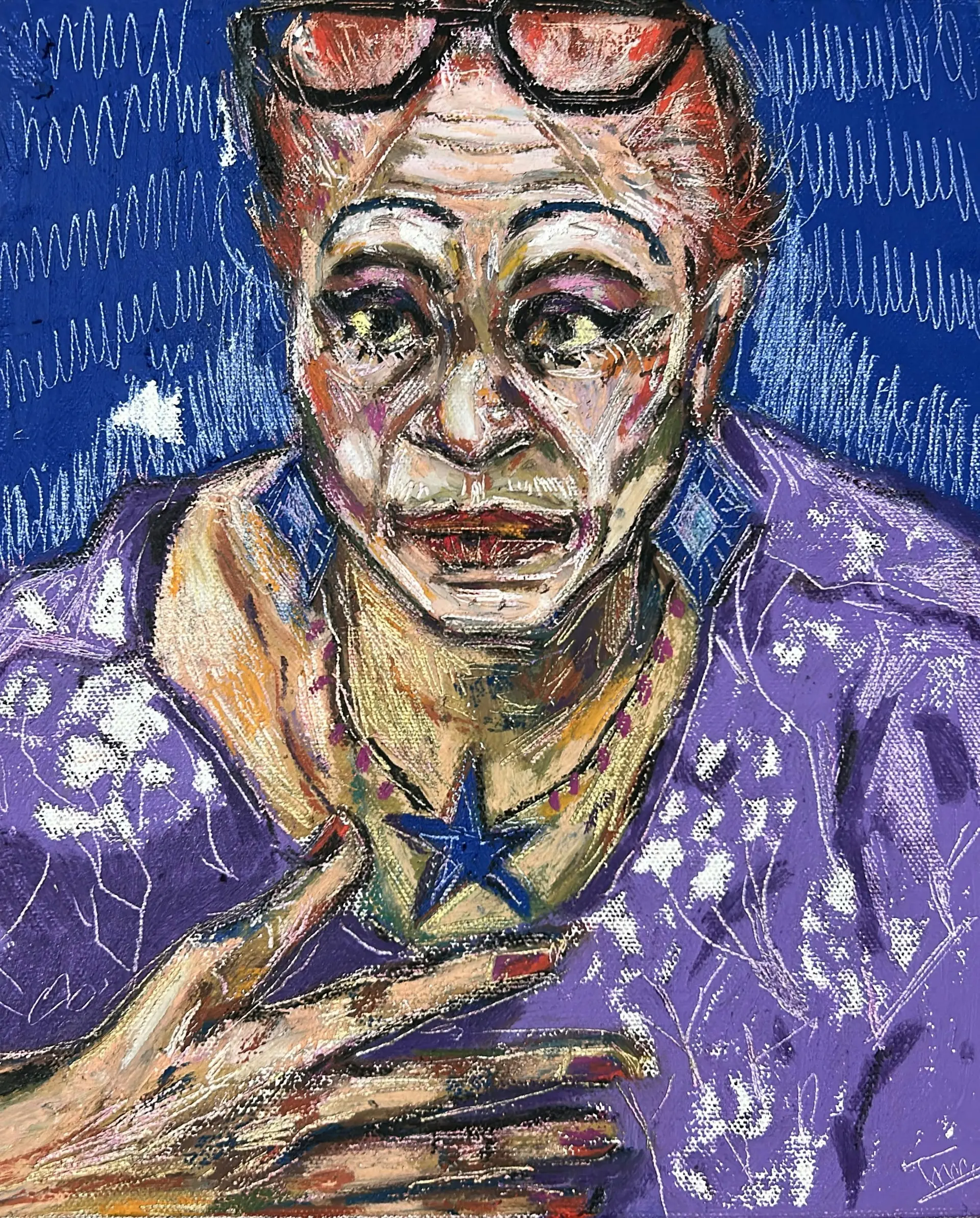 Aunt Margherita by Tushar Tanwar - Oil pastel on canvas