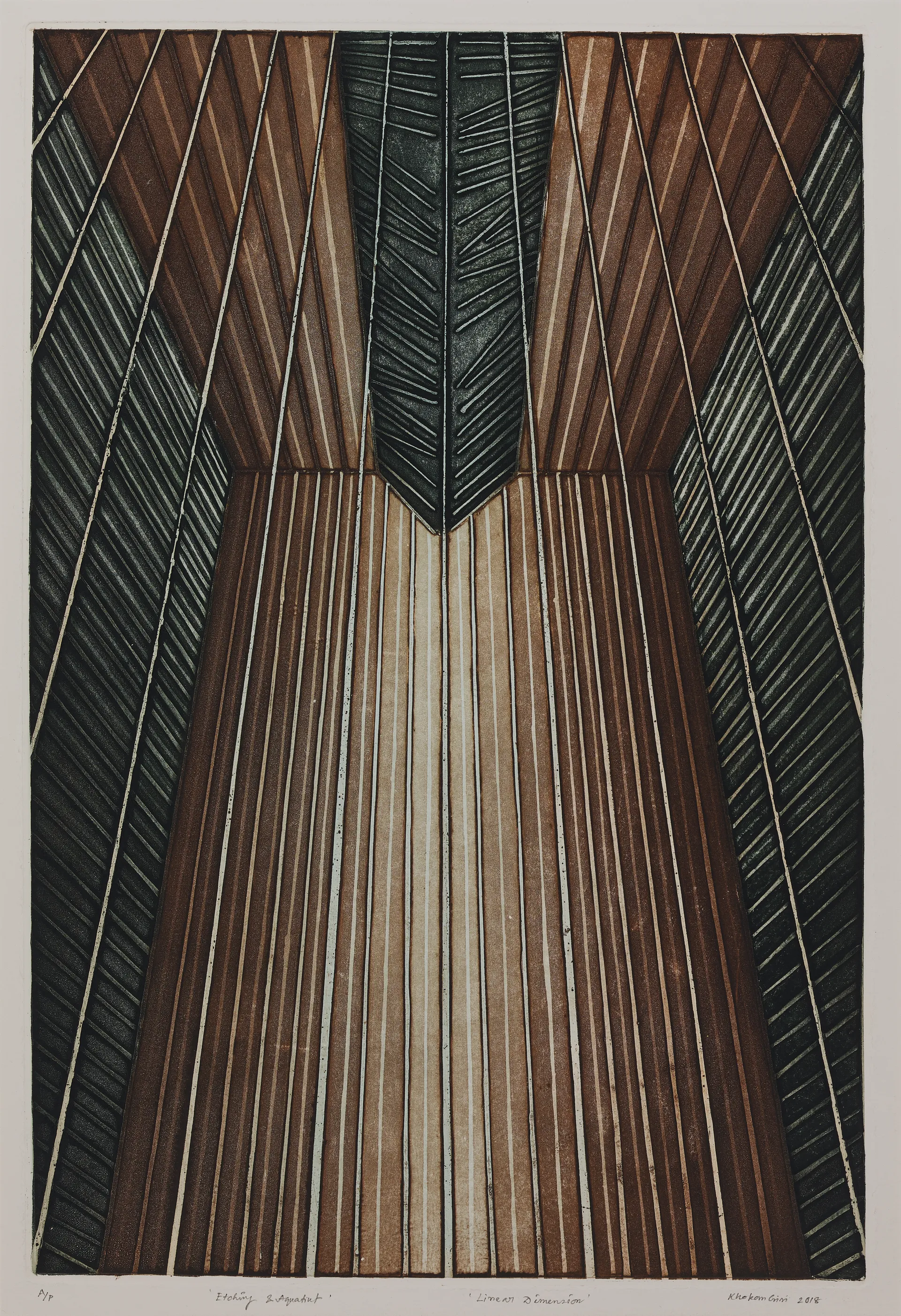 Linear dimension by Khokan Giri - Etching & aquatint
