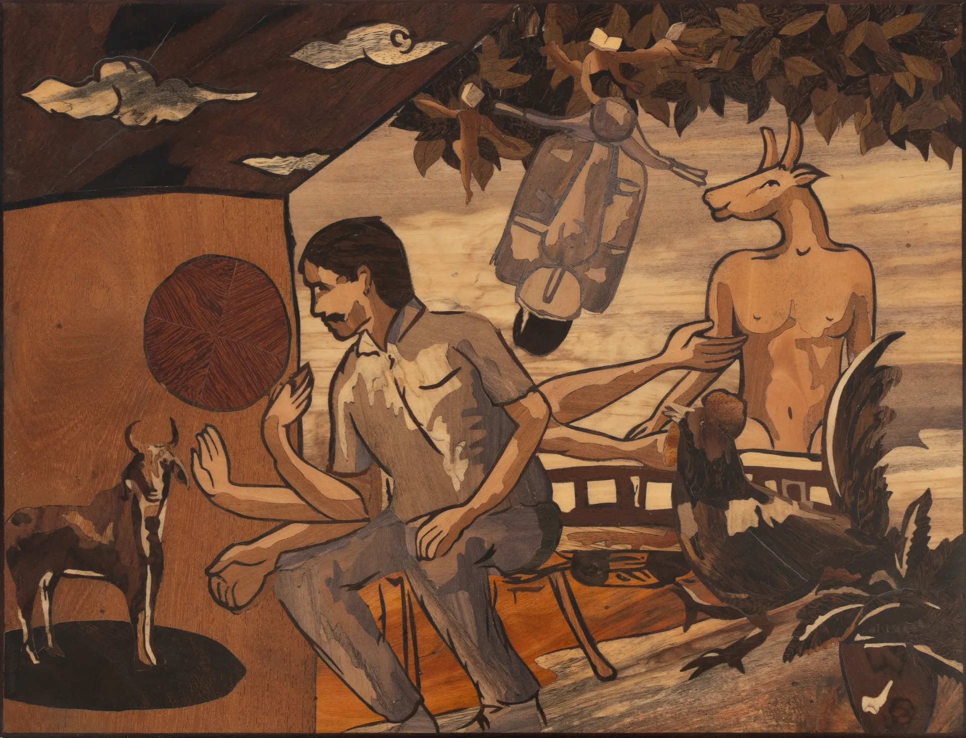 The bullman by Dayananda Nagaraju - Wood inlay