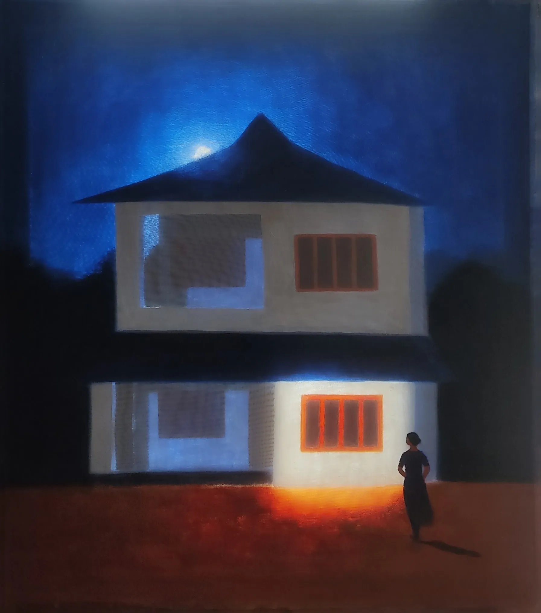 Untitled by Gayathri A P  - Acrylic on organza cloth with LED light