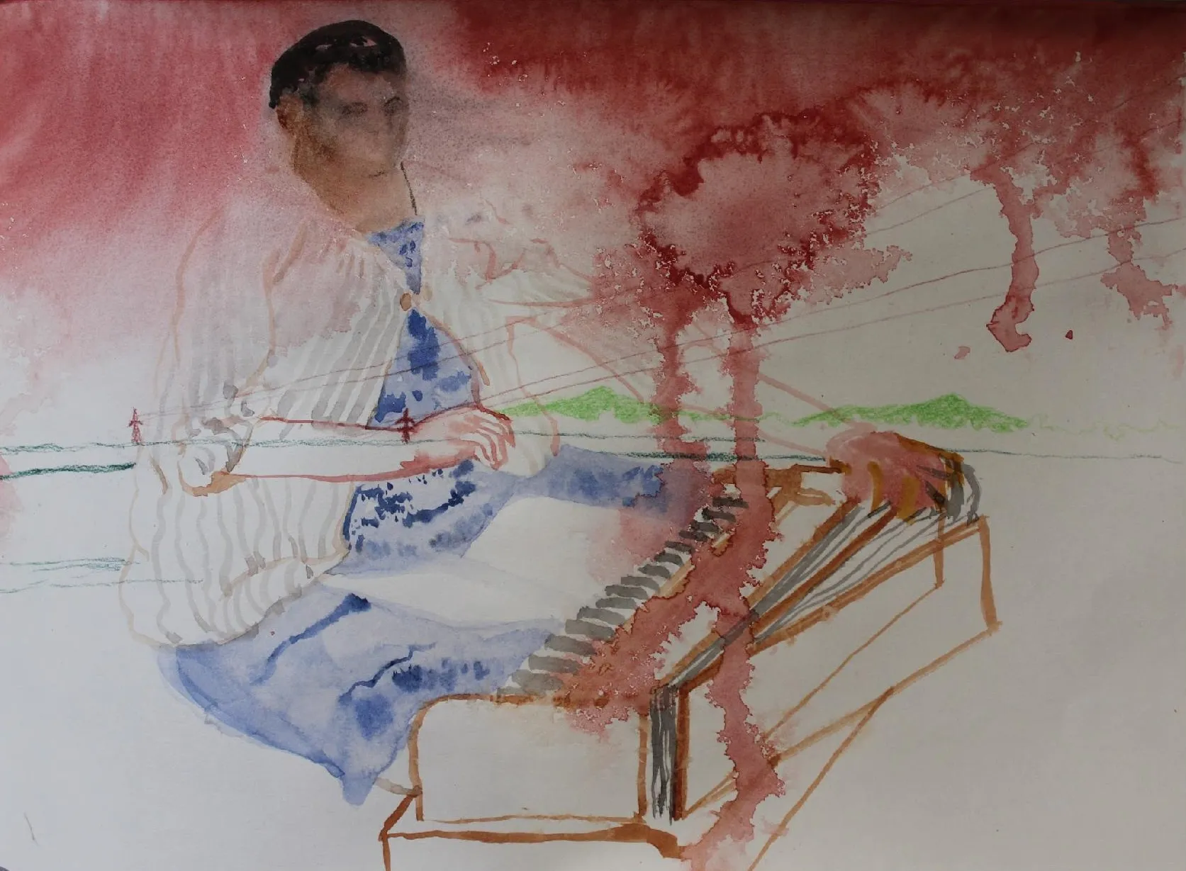 Govar toli by Shiv Shankar - Watercolor on paper