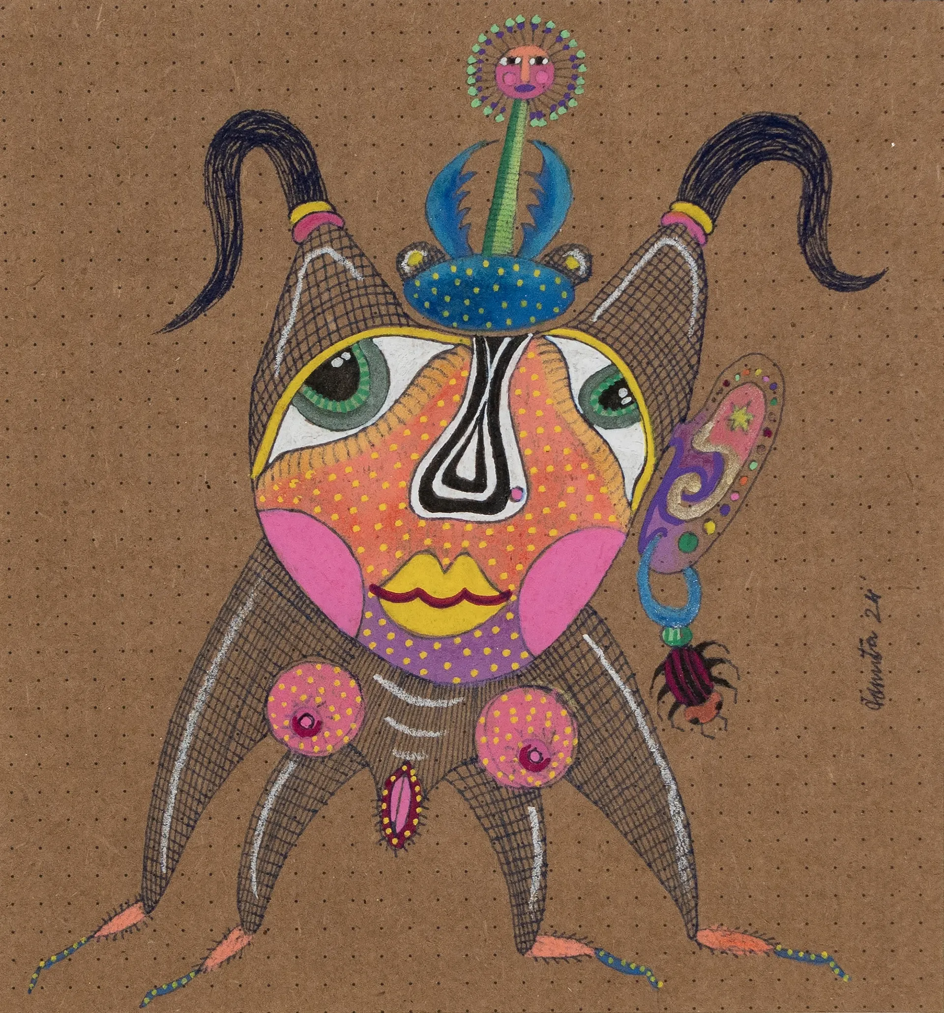 Curiosity cabinet drawing 15 by Varnita Sethi - Acrylic markers, Staedtler pencils and ink on handmade paper