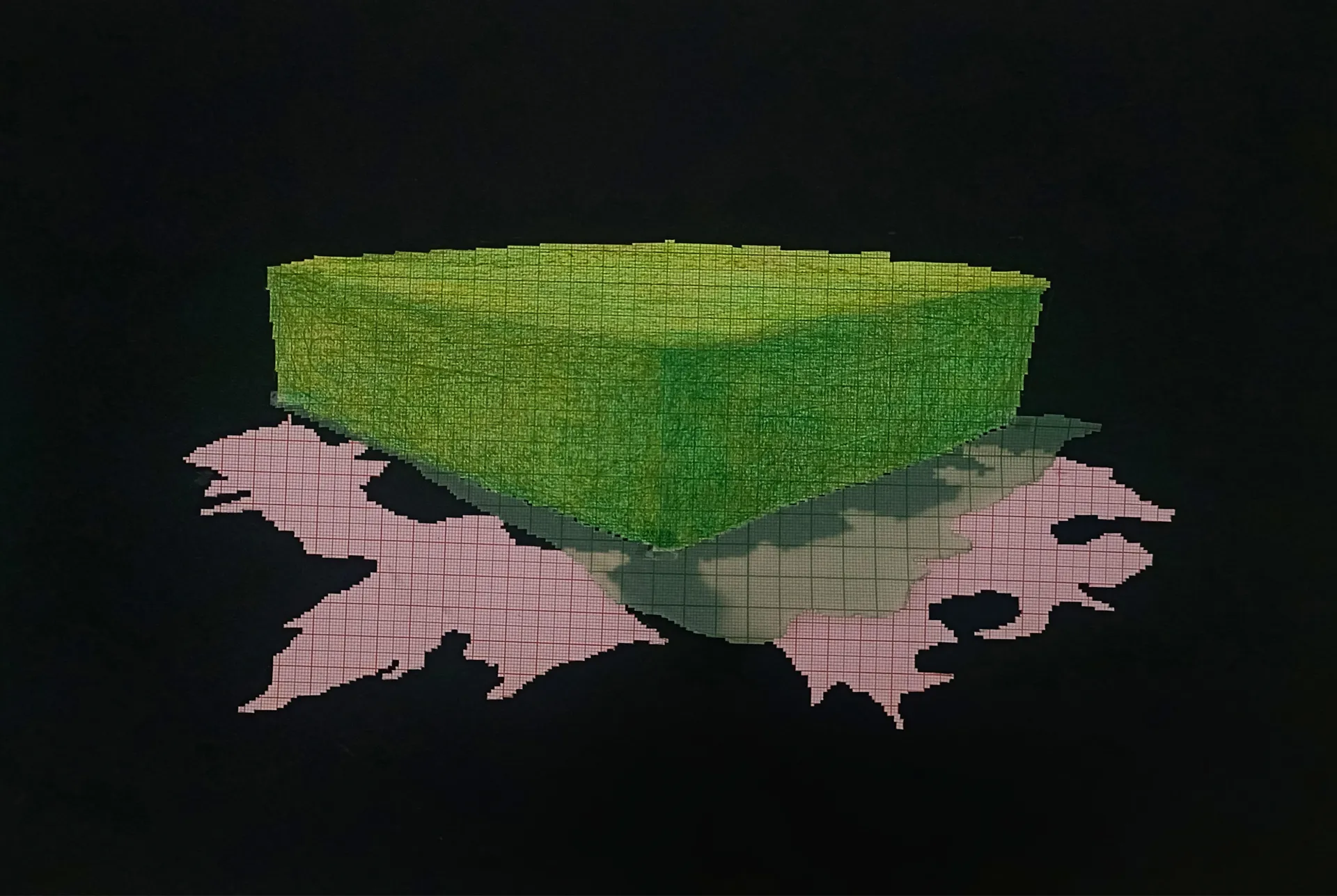 Untitled by Bhavana Parakh - Graph paper, gateway sheet print, and colored pencil on paper