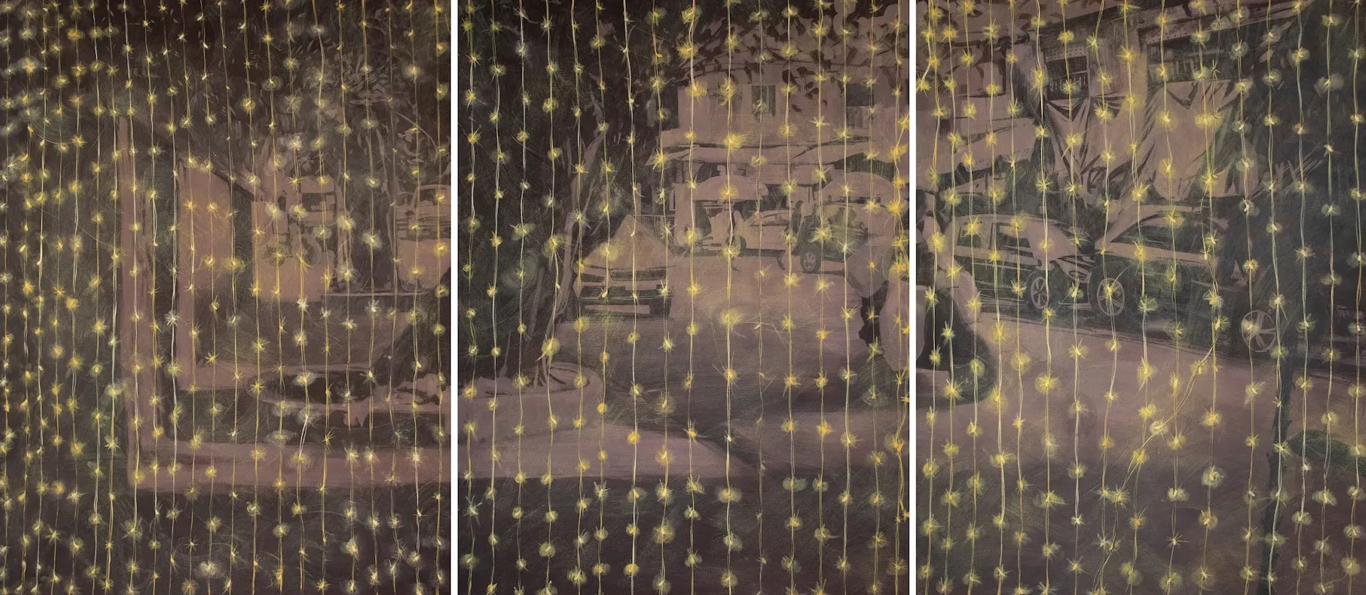 Kol-Cutta (triptych) by Anurag Paul - Opaque watercolor on oil sheet